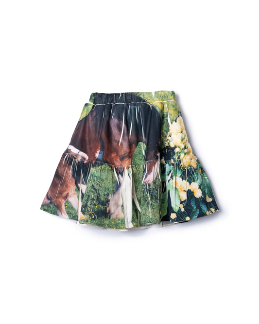 PRE ORDER / DIRECT PRINT RIB GATHER MINI SKIRT (COLLAGE)