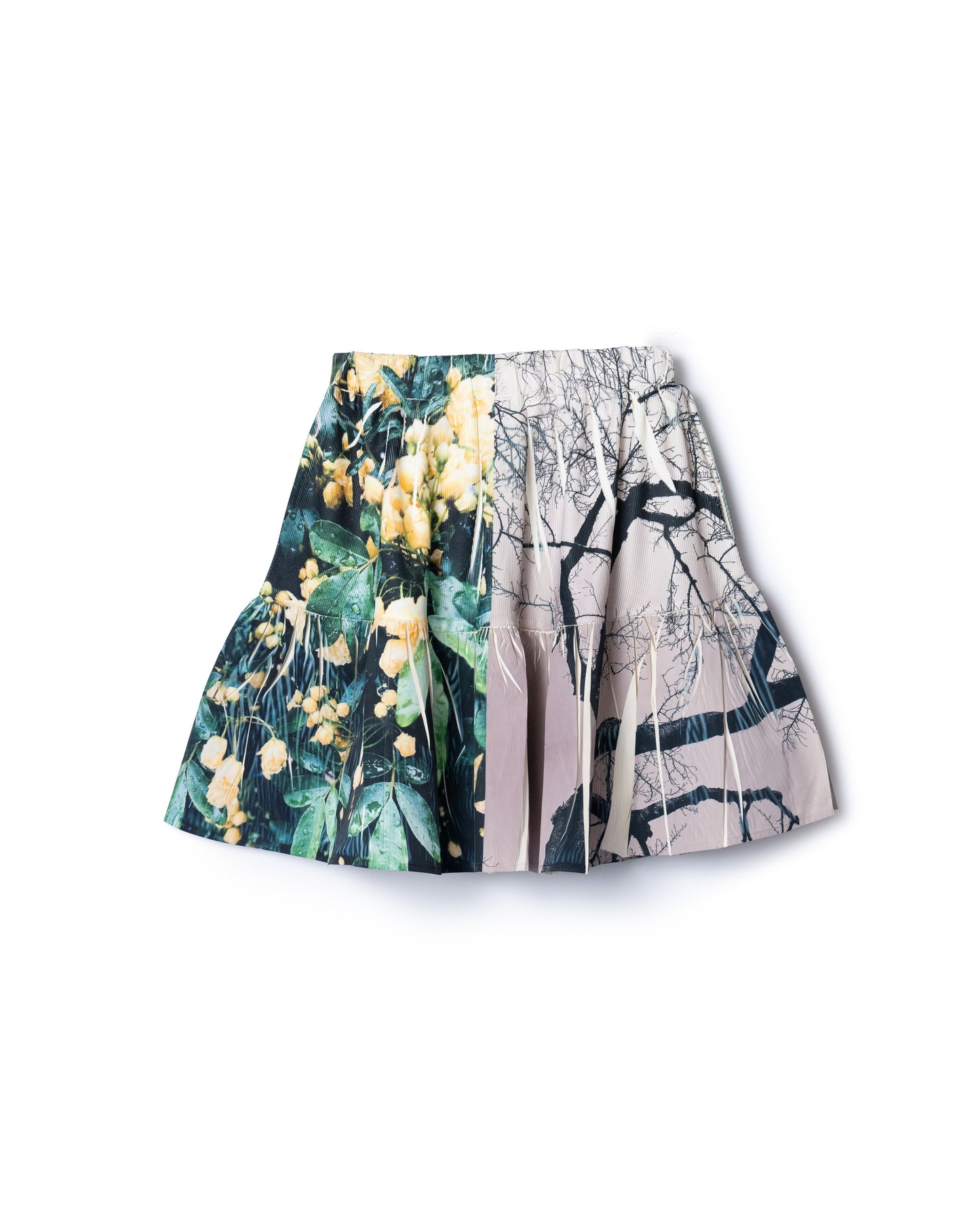 PRE ORDER / DIRECT PRINT RIB GATHER MINI SKIRT (COLLAGE)