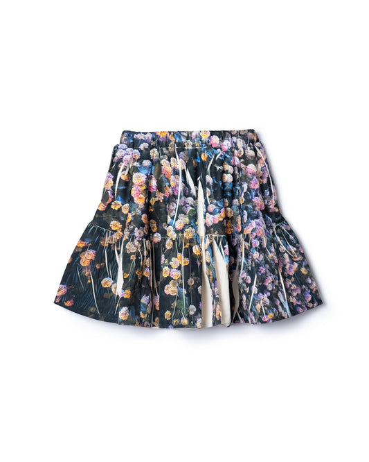 PRE ORDER / DIRECT PRINT RIB GATHER MINI SKIRT (FLOWER)