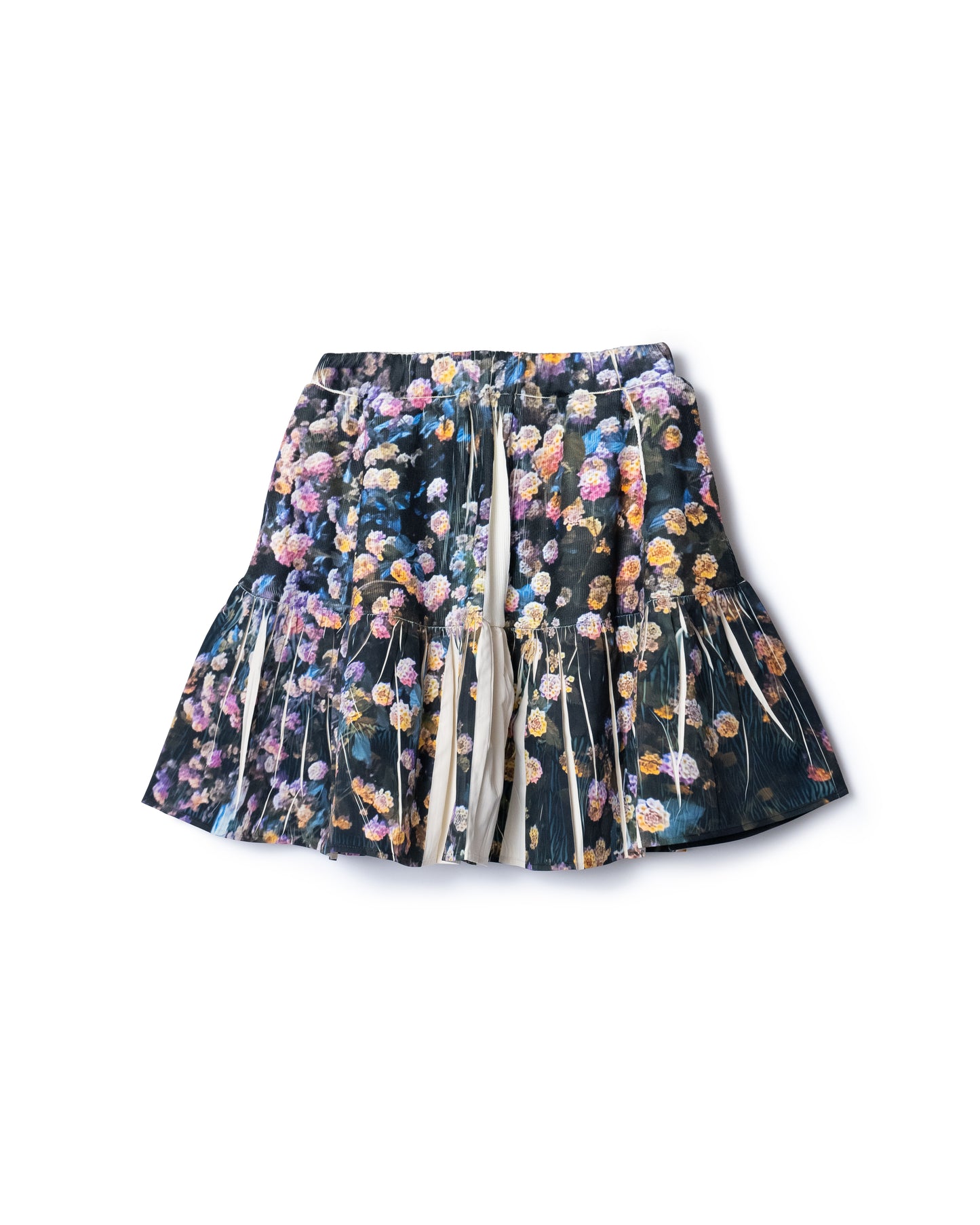 PRE ORDER / DIRECT PRINT RIB GATHER MINI SKIRT (FLOWER)