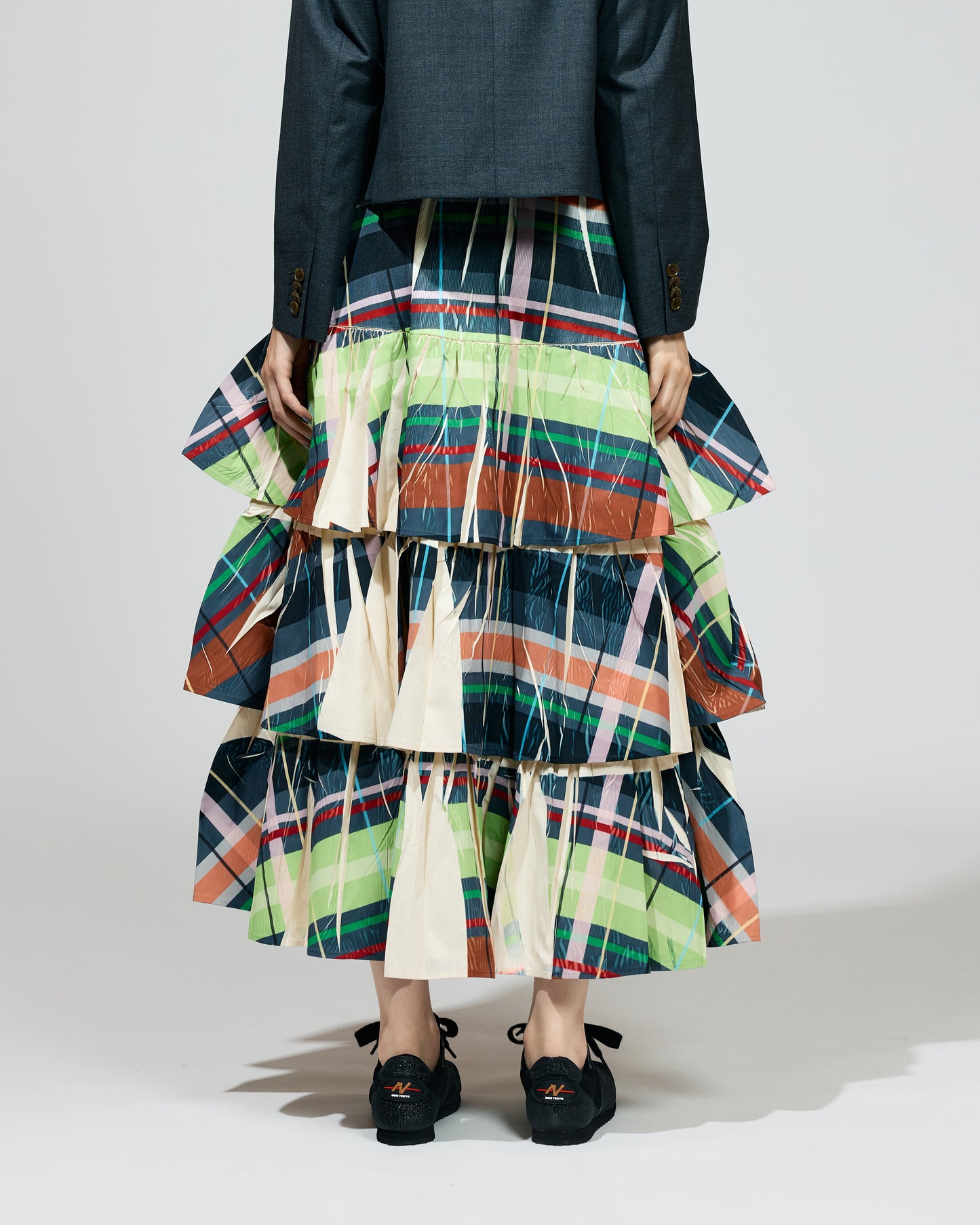 PRE ORDER / DIRECT PRINT RIB GATHER LONG SKIRT (CHECK)