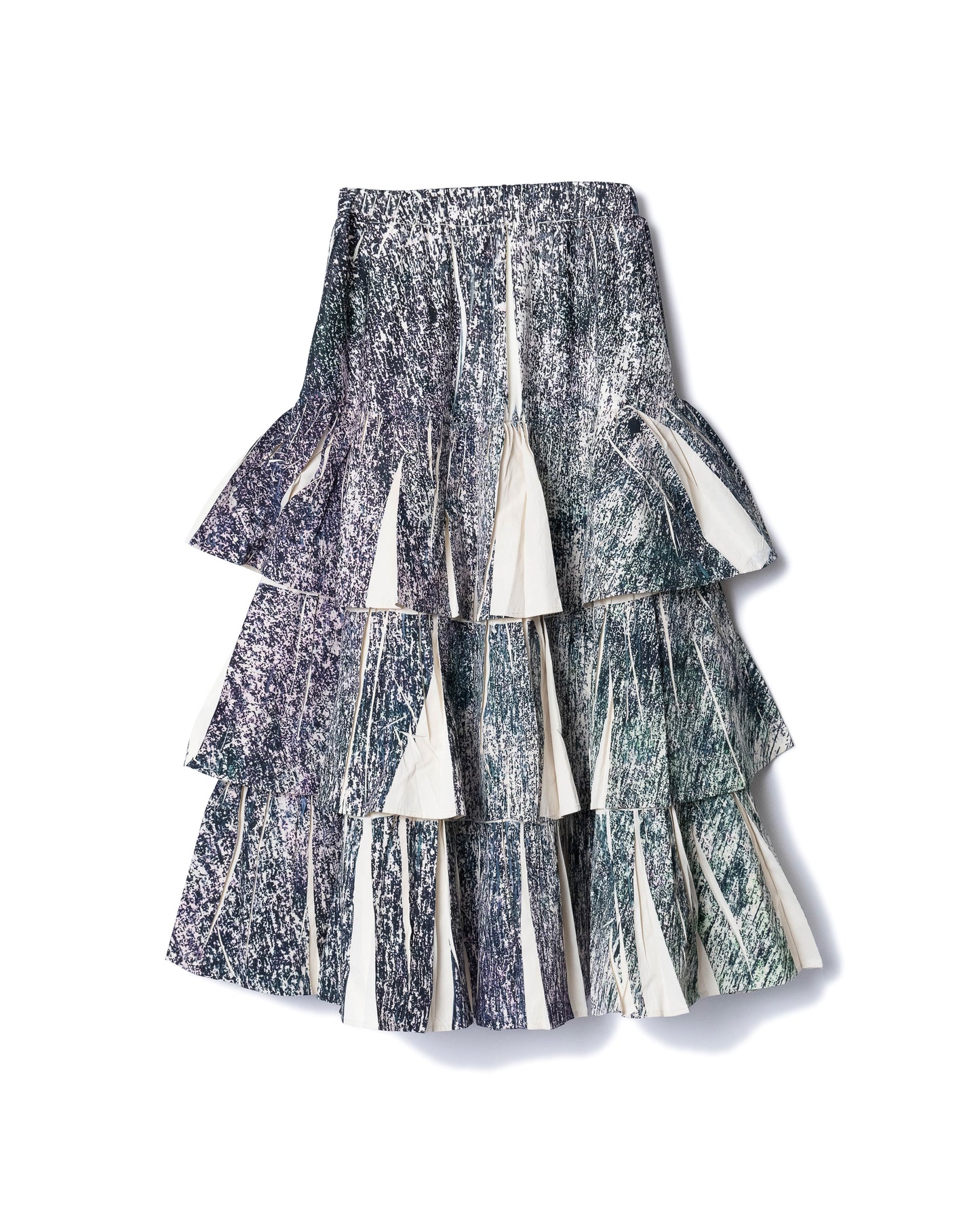 PRE ORDER / DIRECT PRINT RIB GATHER LONG SKIRT (NOISE)