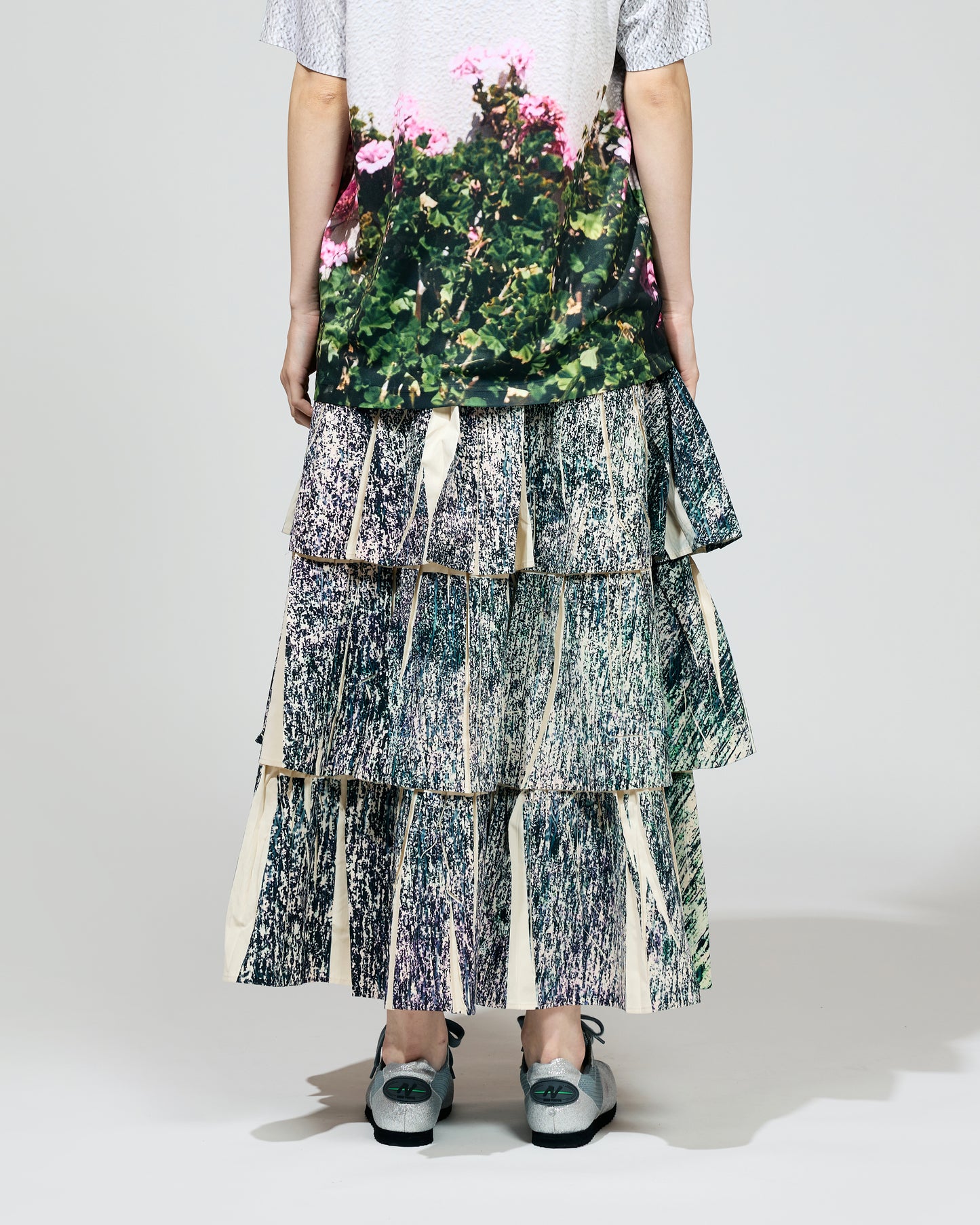 PRE ORDER / DIRECT PRINT RIB GATHER LONG SKIRT (NOISE)