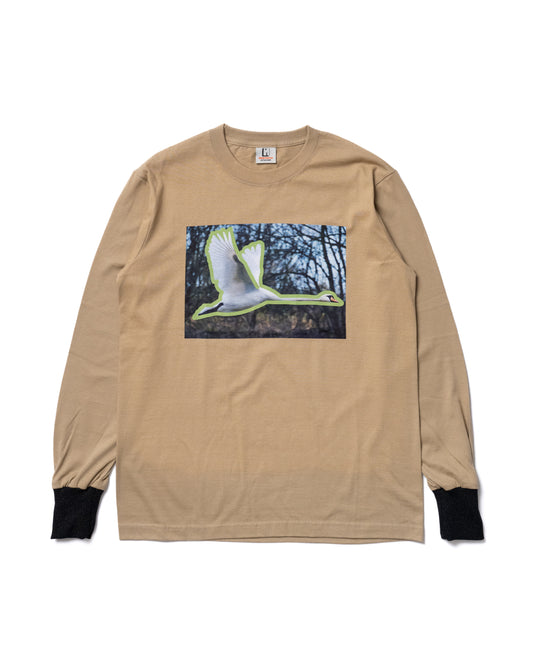 PRINT L/S T-SHIRT (BIRD/BEIGE)