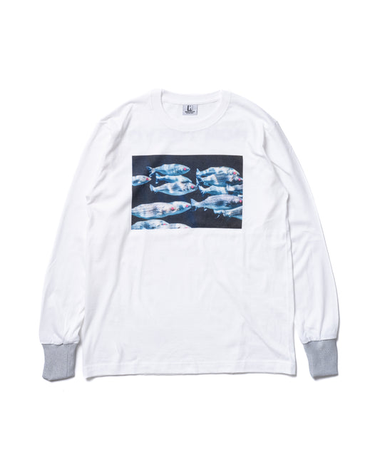 PRINT L/S T-SHIRT (FISH/WHITE)