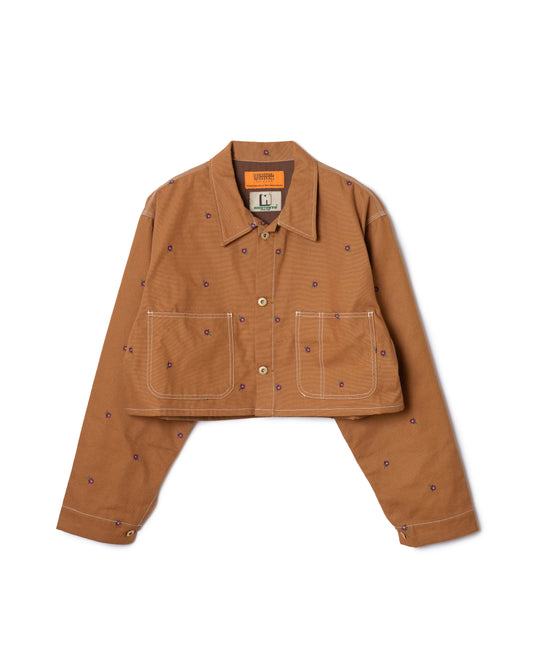 PRE ORDER / FLOWER EMBROIDERY SHORT COVERALL feat.UNIVERSAL OVERALL (CAMEL)