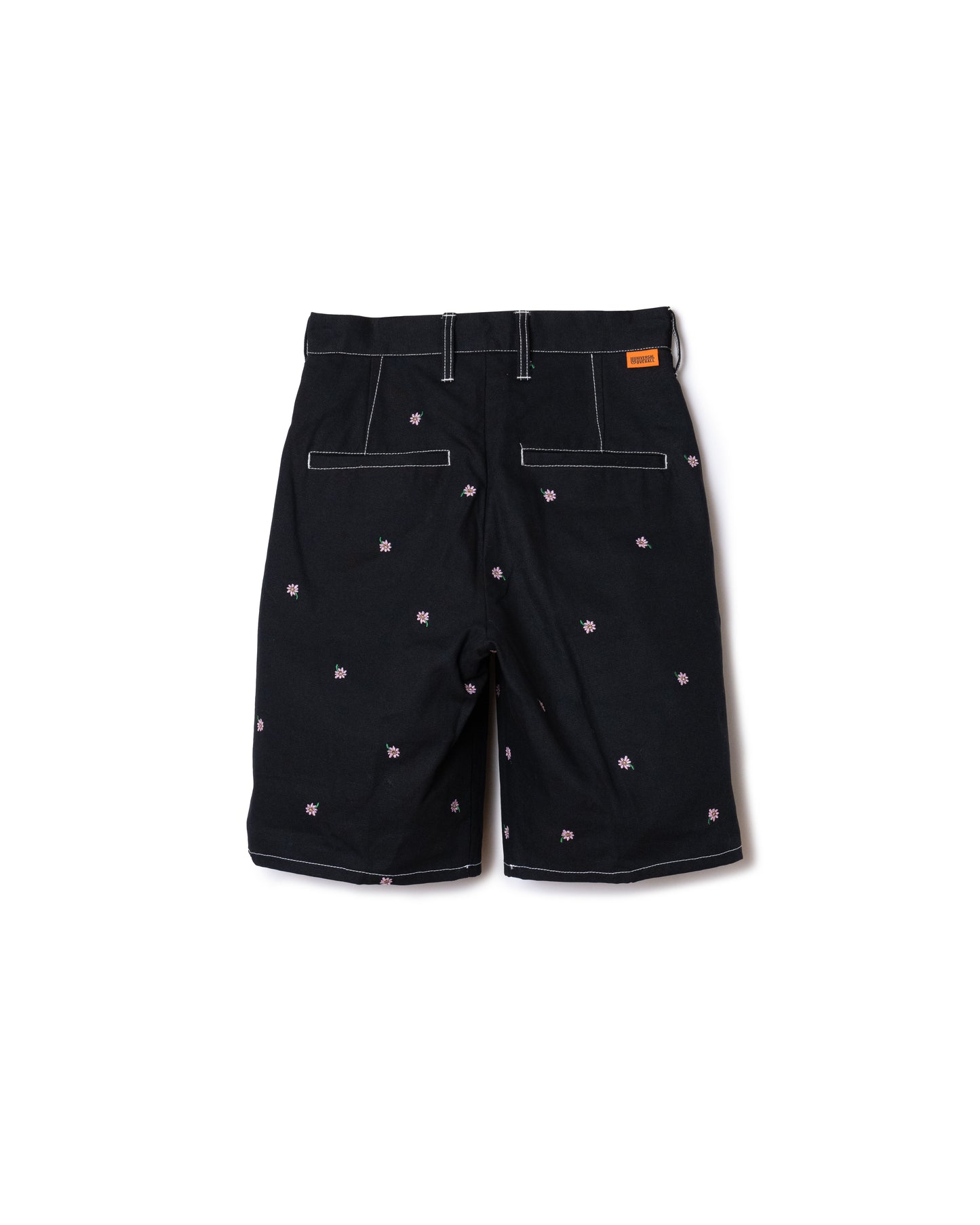 PRE ORDER / FLOWER EMBROIDERY TUCK SHORTS feat.UNIVERSAL OVERALL (BLACK)