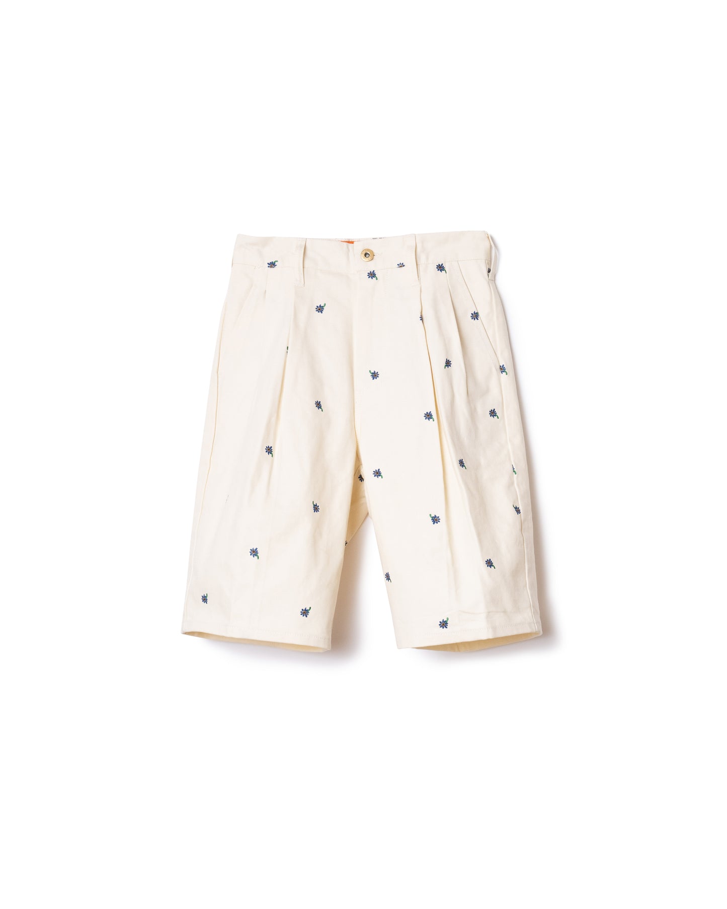 FLOWER EMBROIDERY TUCK SHORTS feat.UNIVERSAL OVERALL (IVORY)