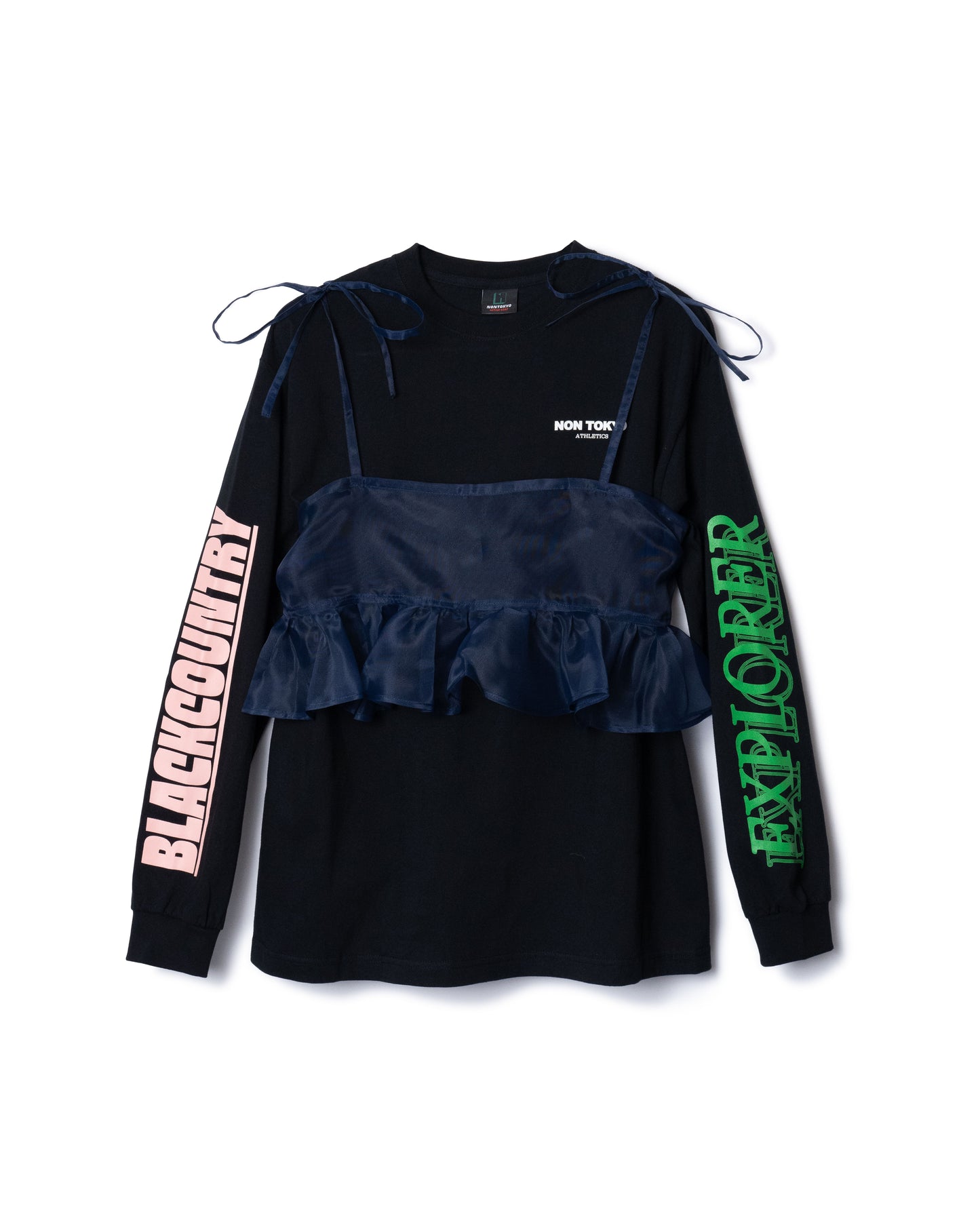 PRE ORDER / SHEER CAMISOLE L/S T-SHIRTS (BLACK x NAVY)