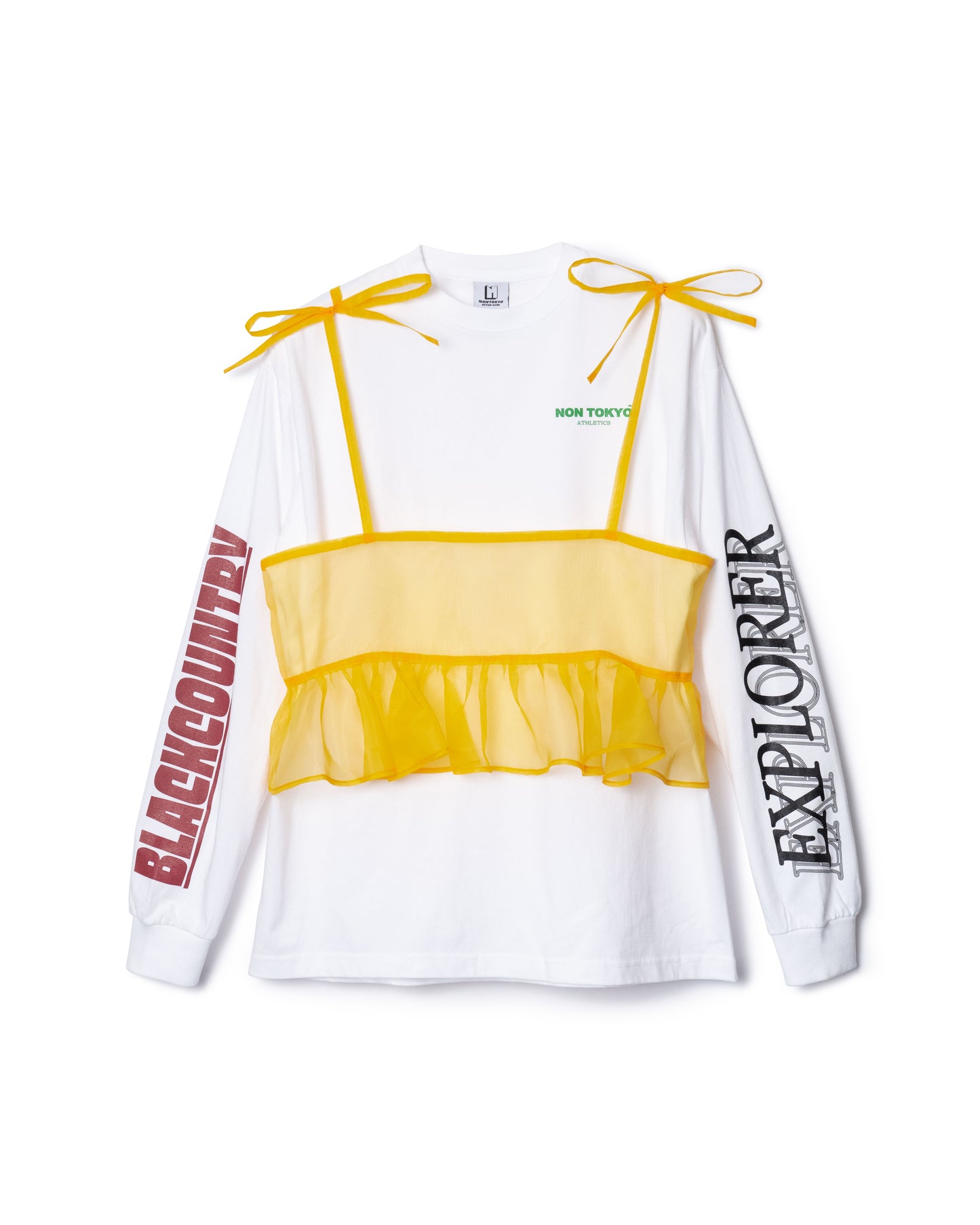 SHEER CAMISOLE L/S T-SHIRTS (WHITE x YELLOW)