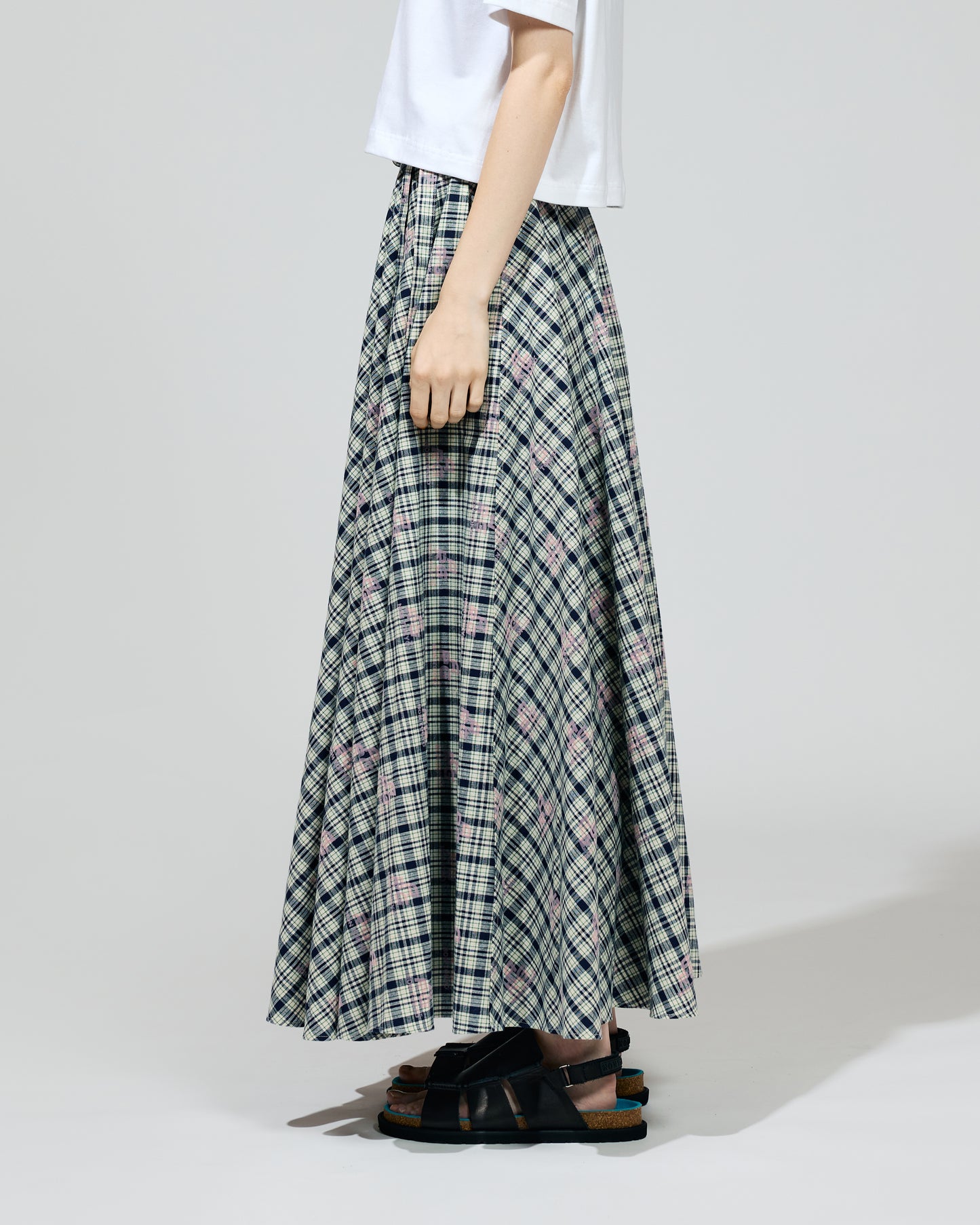 PRE ORDER / FLOCKED PRINT LONG SKIRT (CHECK)