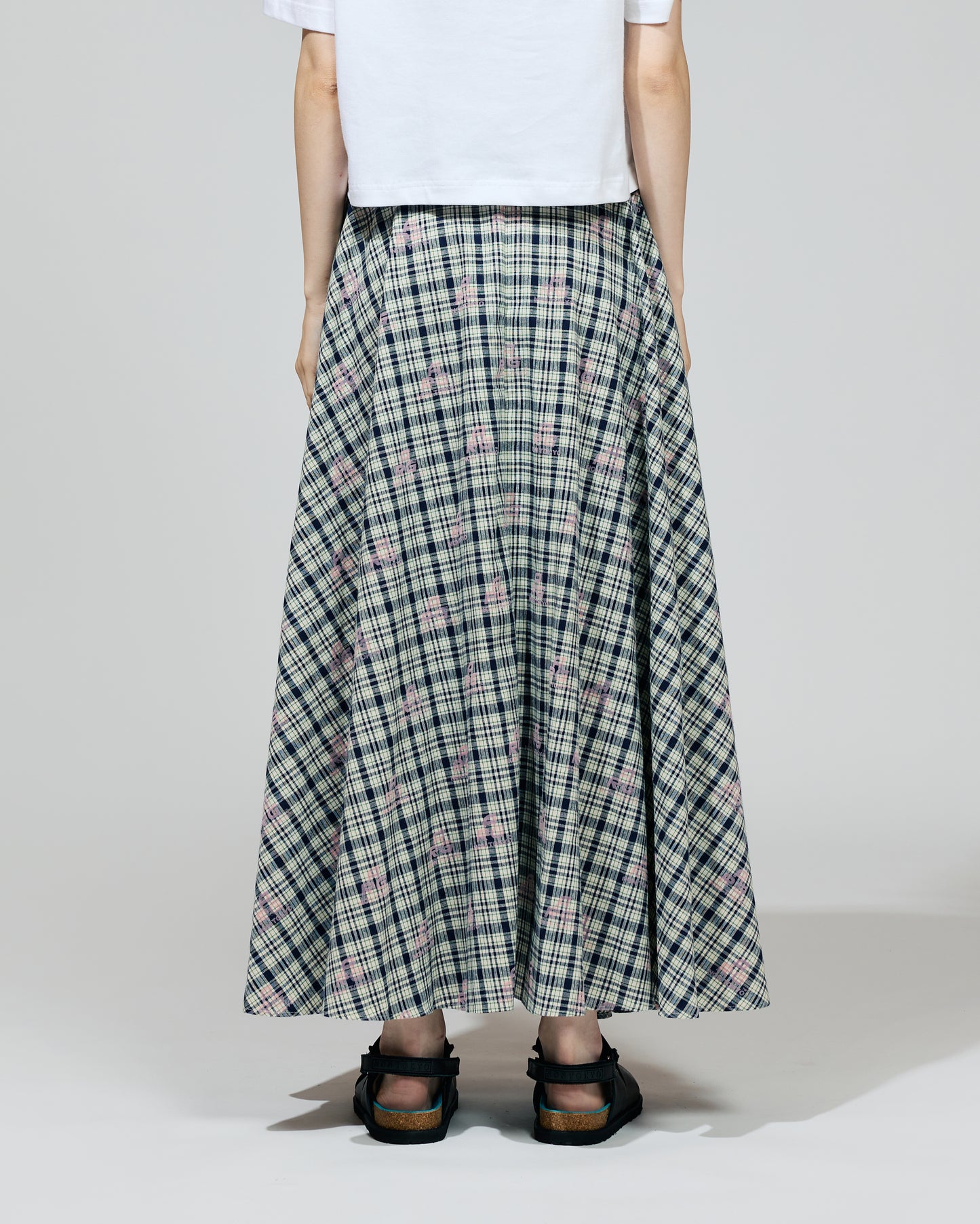 PRE ORDER / FLOCKED PRINT LONG SKIRT (CHECK)