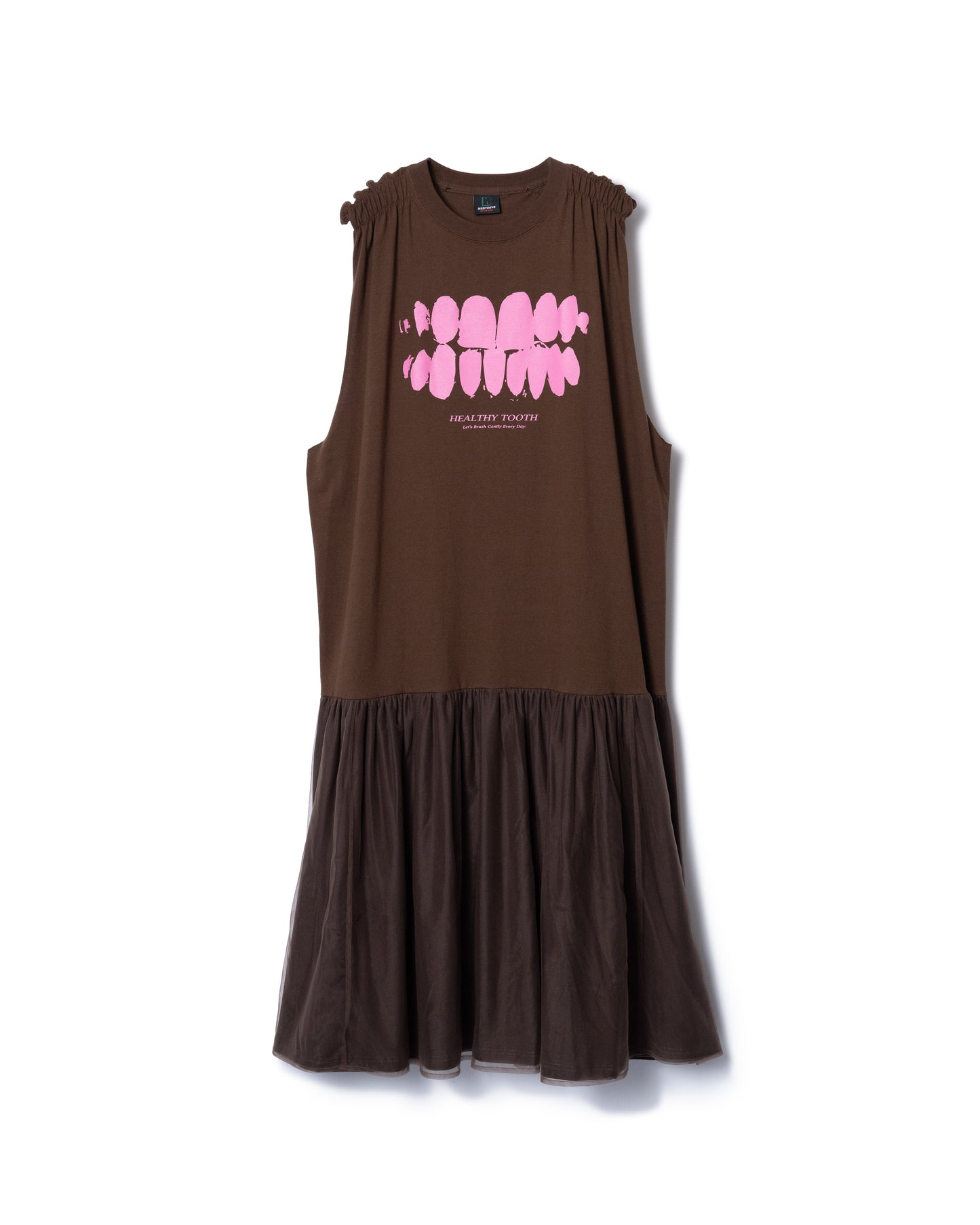 PRE ORDER / GATHER SLEEVE ONE-PIECE (BROWN)　