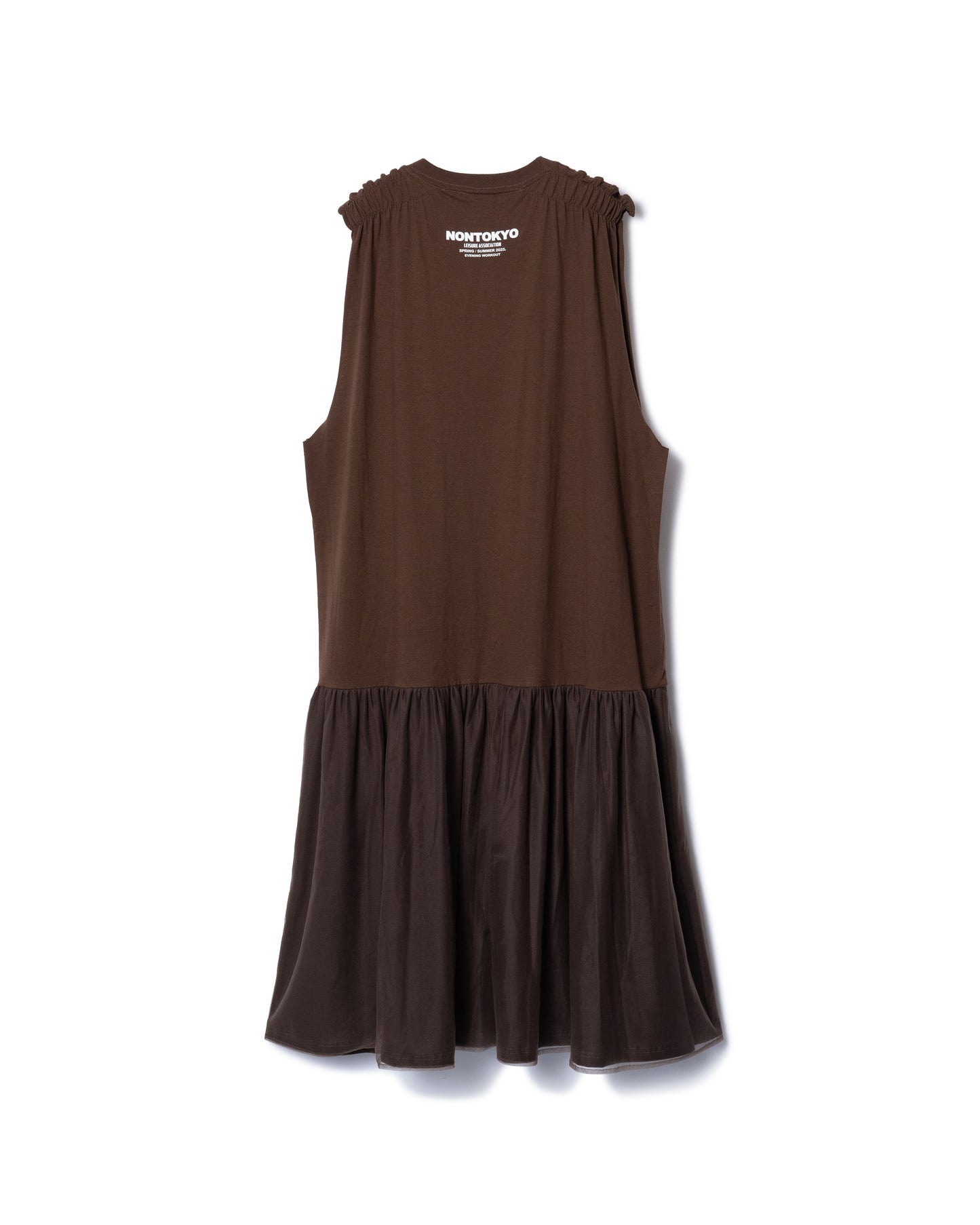 PRE ORDER / GATHER SLEEVE ONE-PIECE (BROWN)　