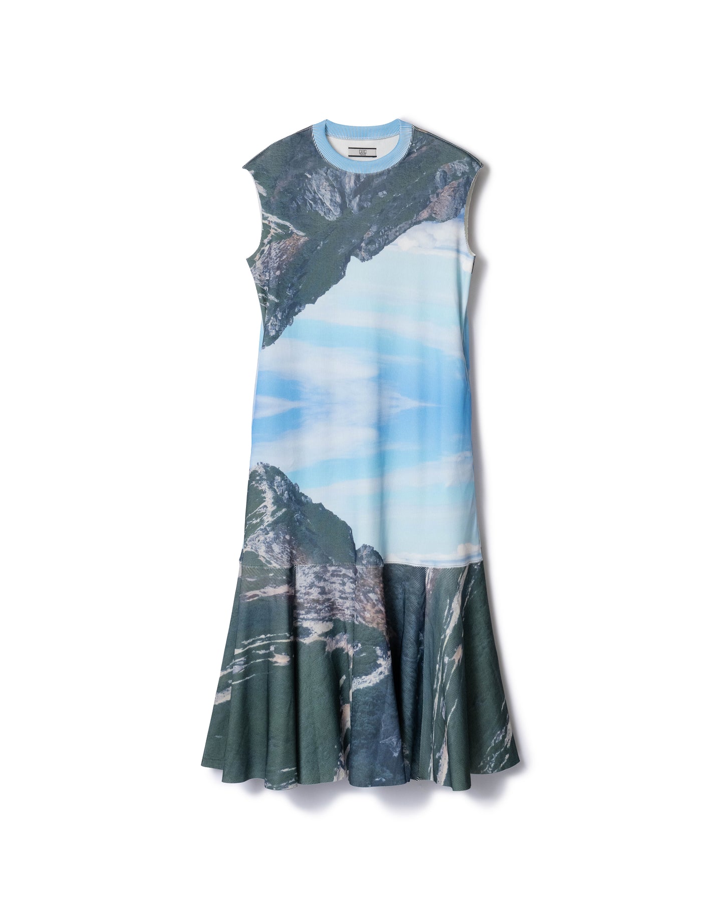 PRE ORDER / PRINT RIB NO-SLEEVE ONE-PIECE (MOUNTAIN)