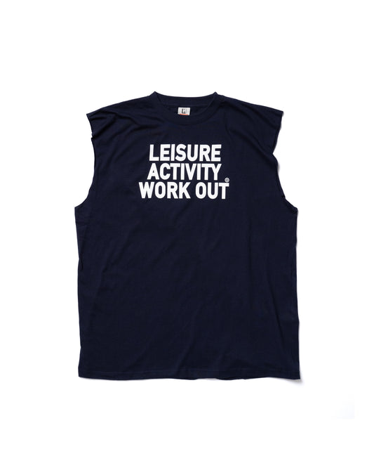 PRE ORDER / LETTERING PRINT NO-SLEEVE T-SHIRT (NAVY)