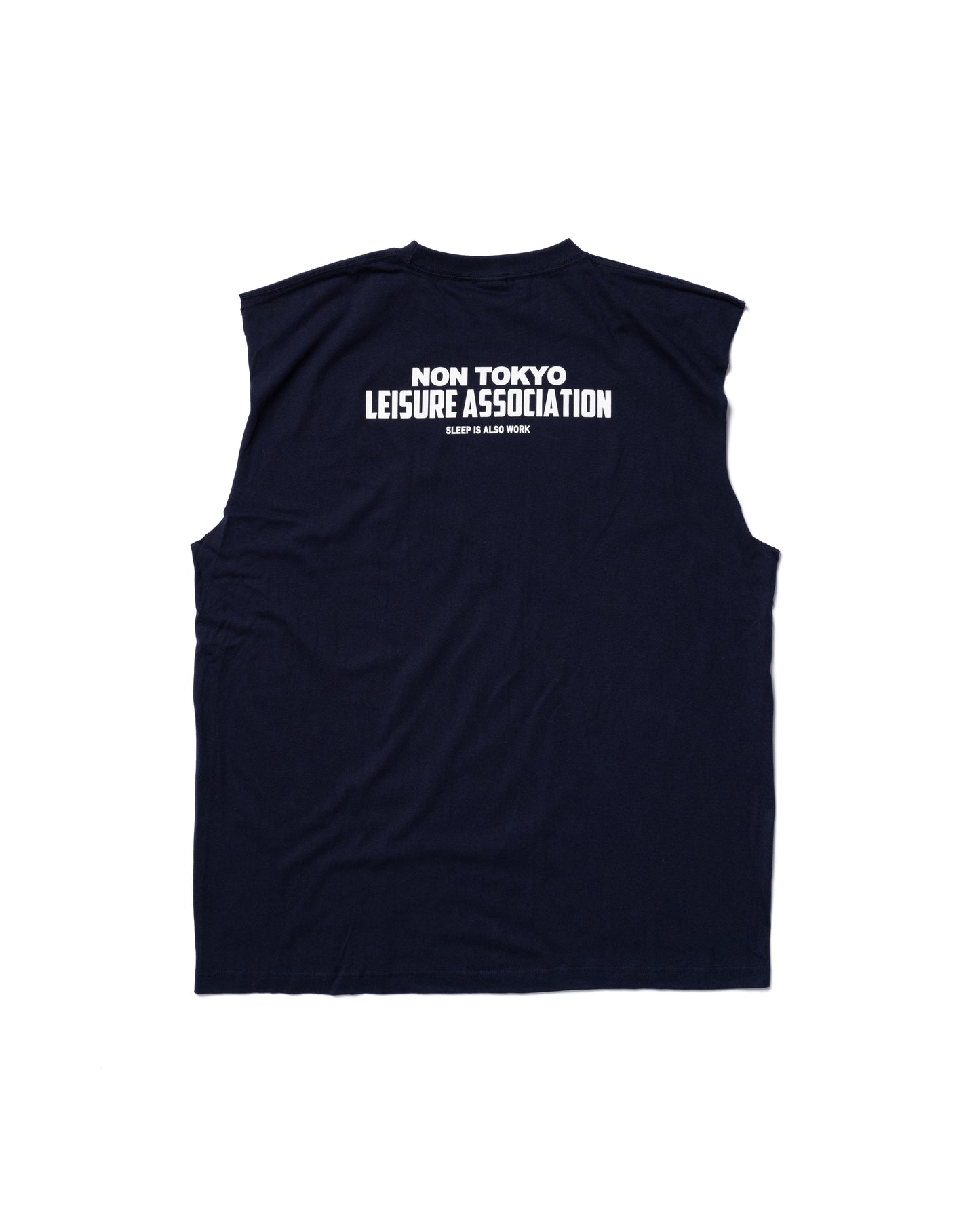 PRE ORDER / LETTERING PRINT NO-SLEEVE T-SHIRT (NAVY)