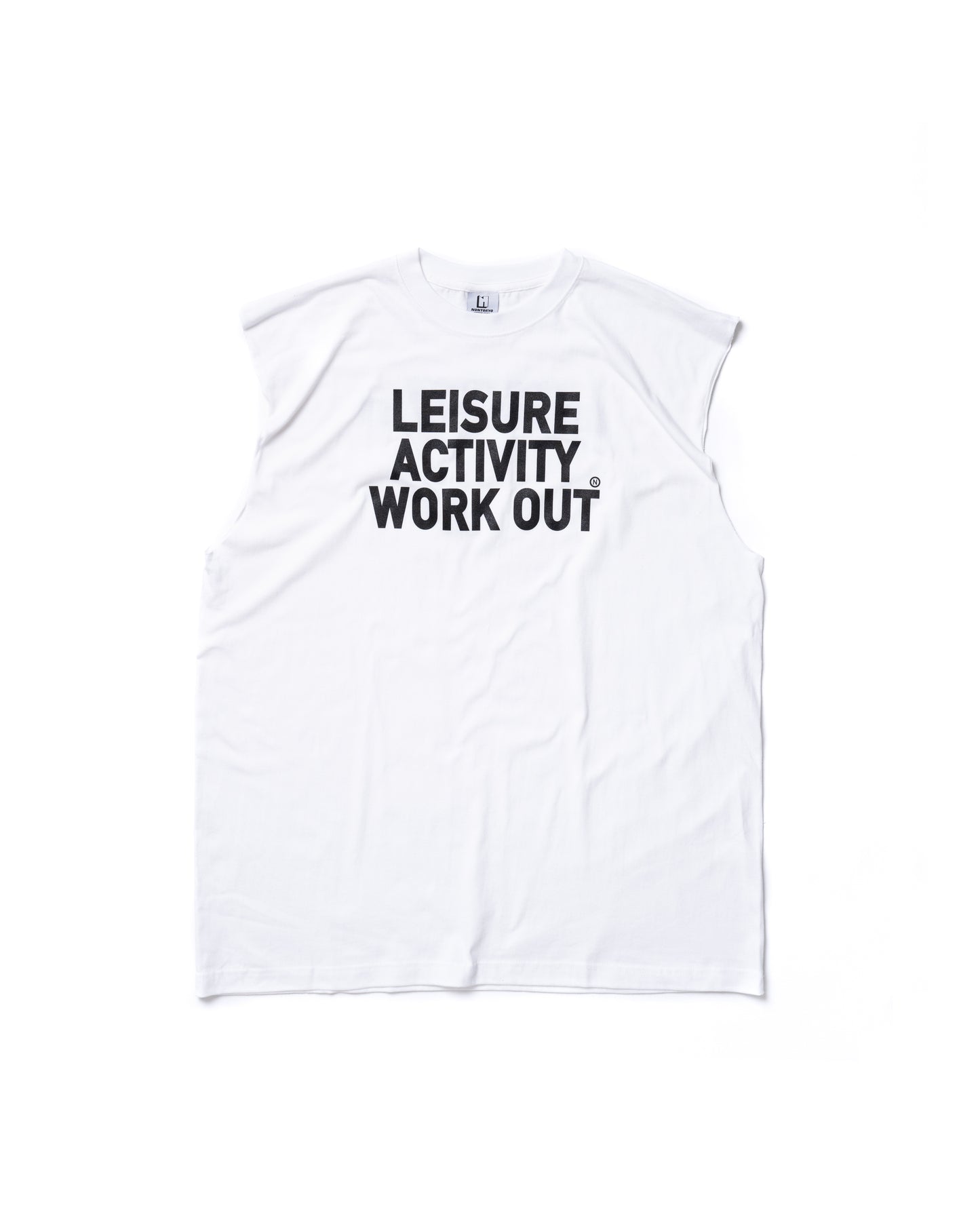 PRE ORDER / LETTERING PRINT NO-SLEEVE T-SHIRT (WHITE)