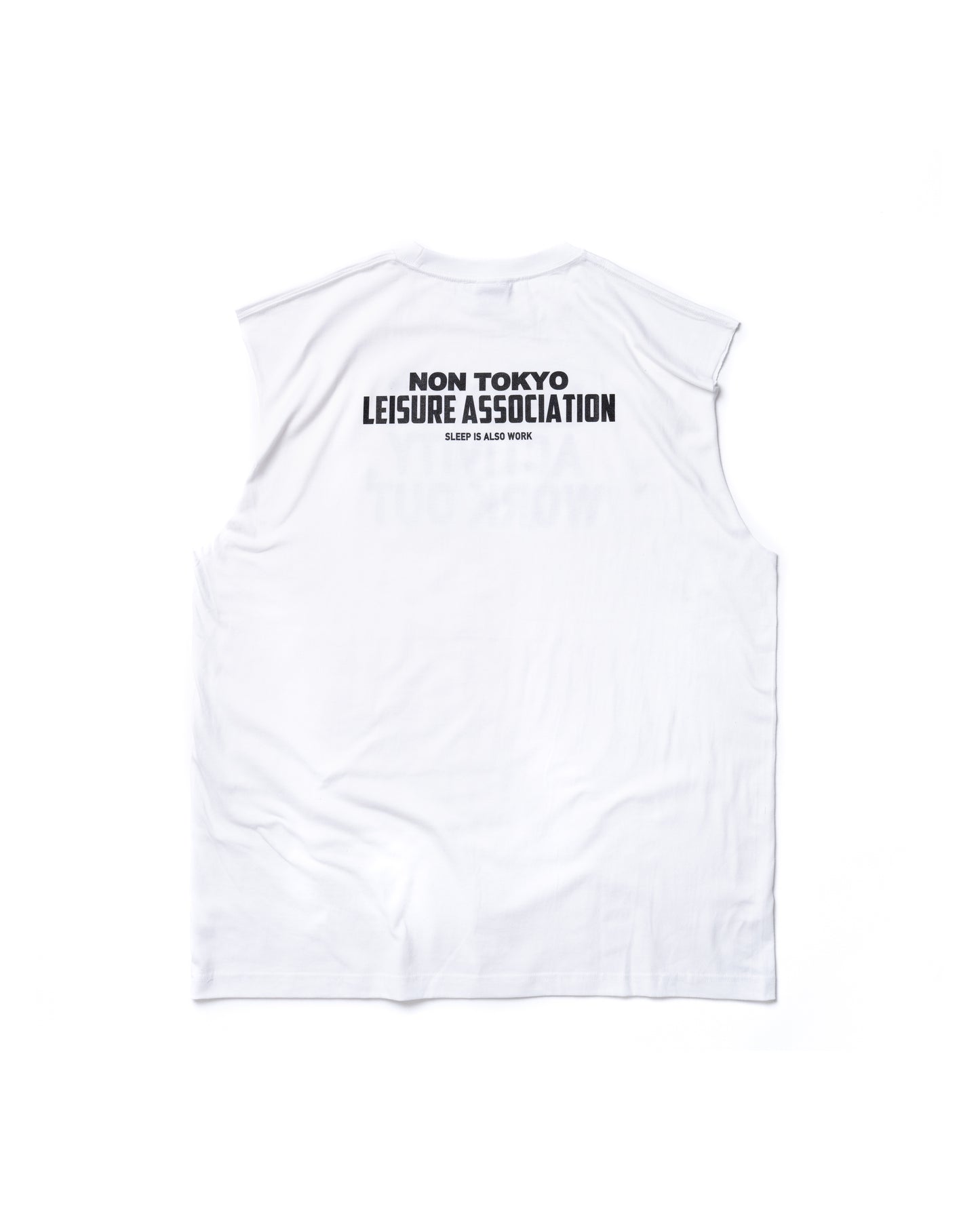 PRE ORDER / LETTERING PRINT NO-SLEEVE T-SHIRT (WHITE)