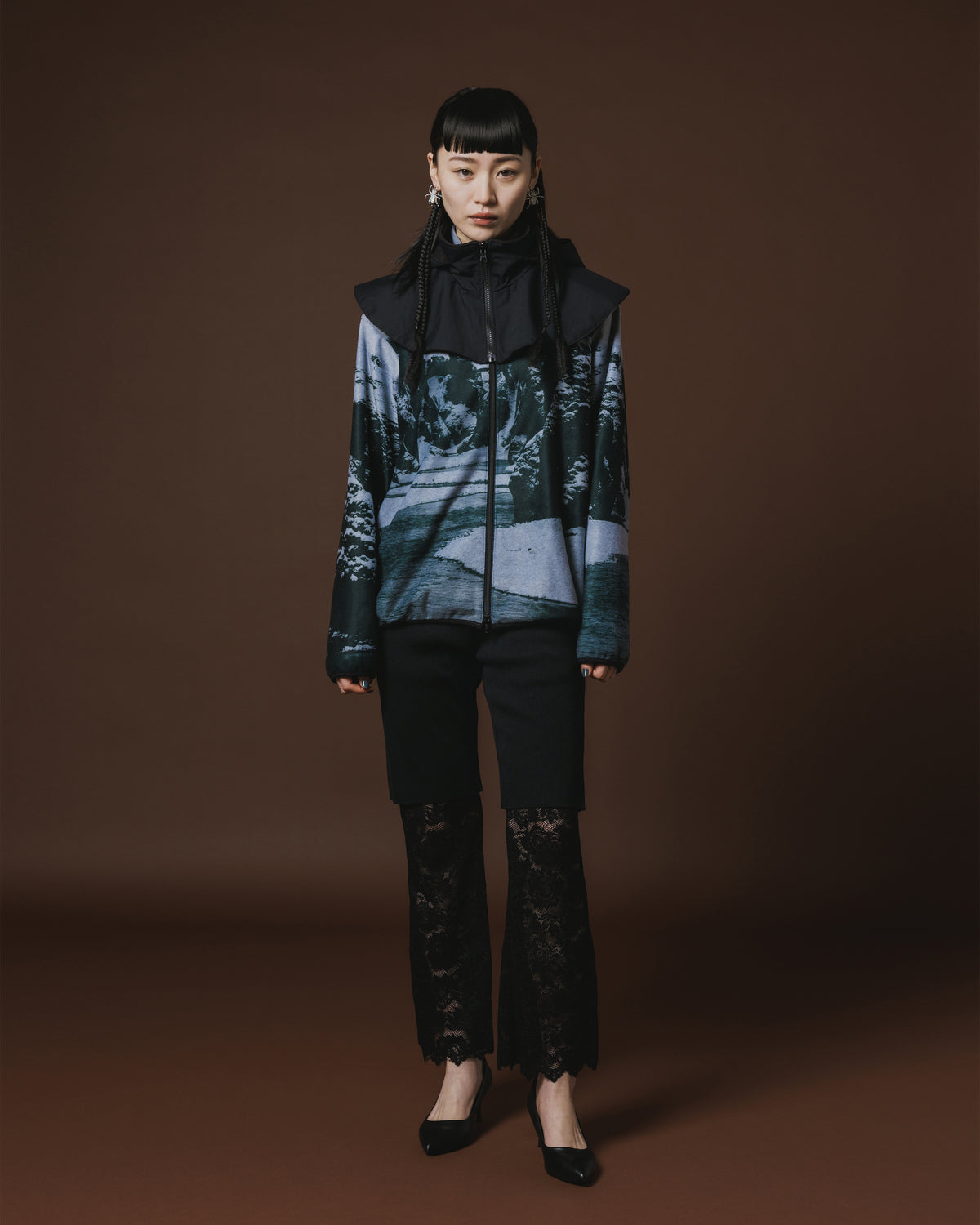 PRINT FLEECE BLOUSON (GRAY)