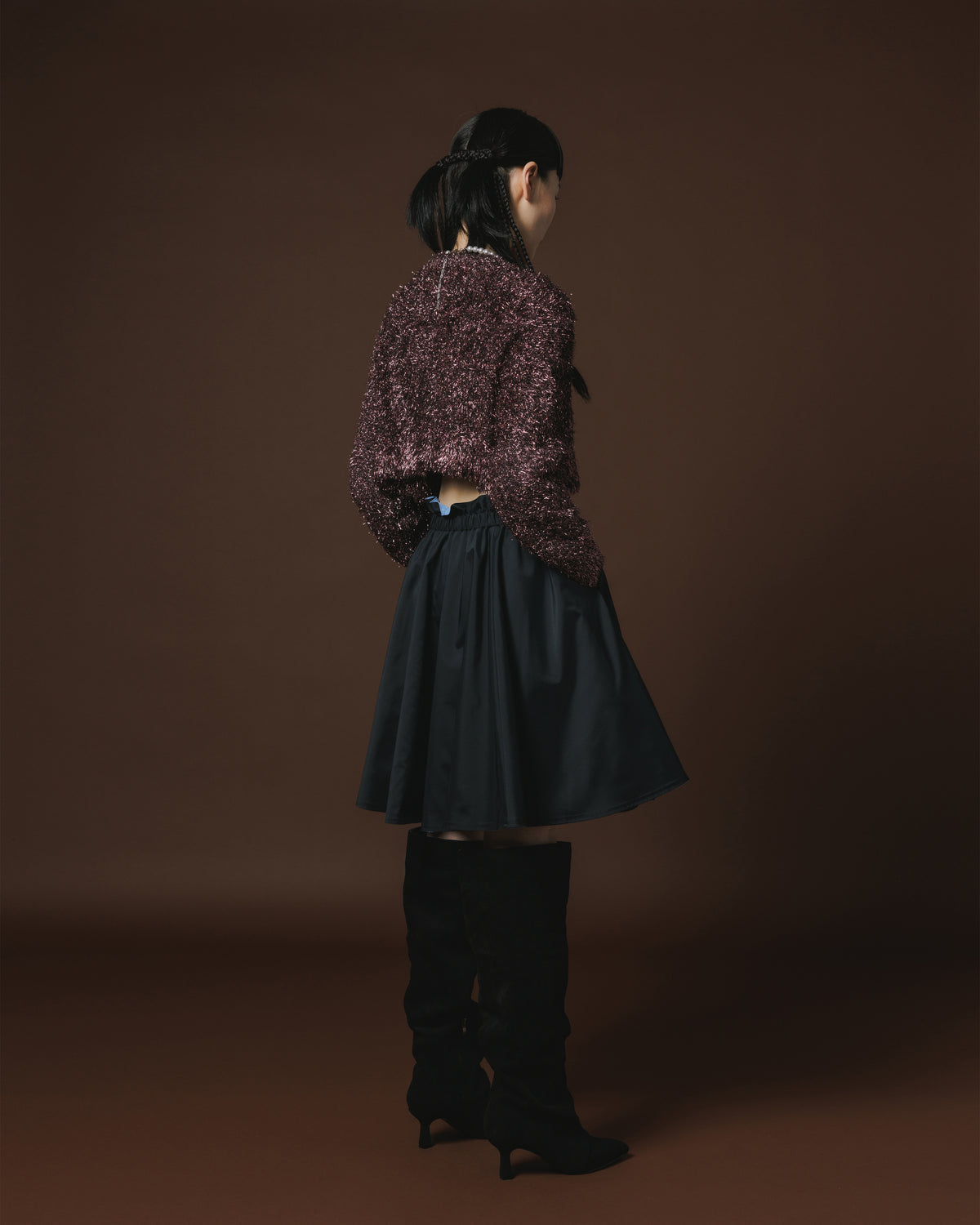 REVERSIBLE GATHER SKIRT (L.BLUE x BLACK )