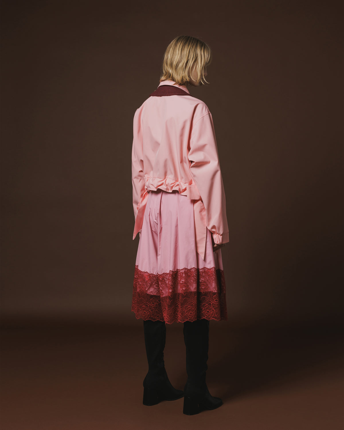 REVERSIBLE RIBBON JACKET (PINK x IVORY)