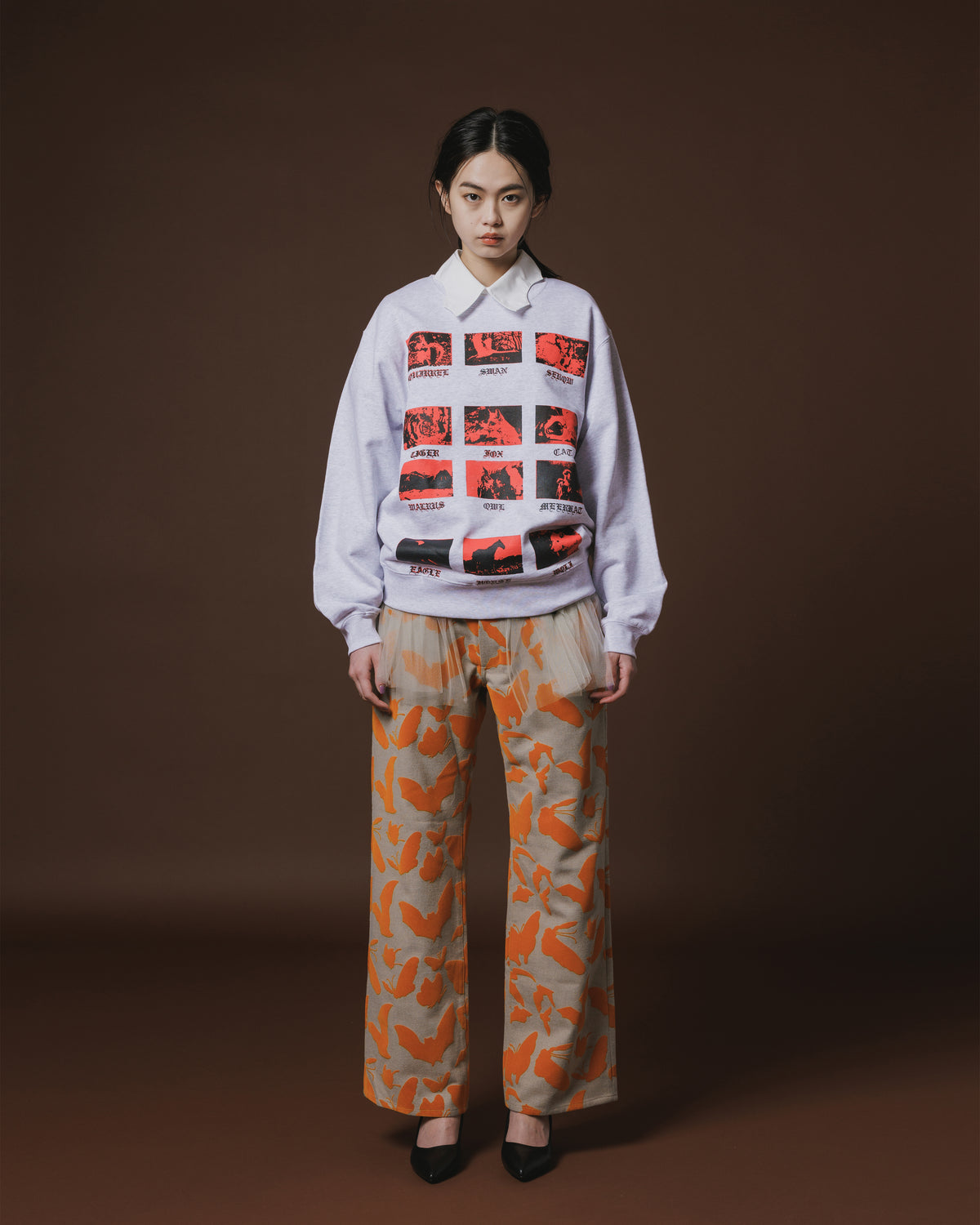 PRINT PULLOVER SWEAT / ANIMAL (GRAY)
