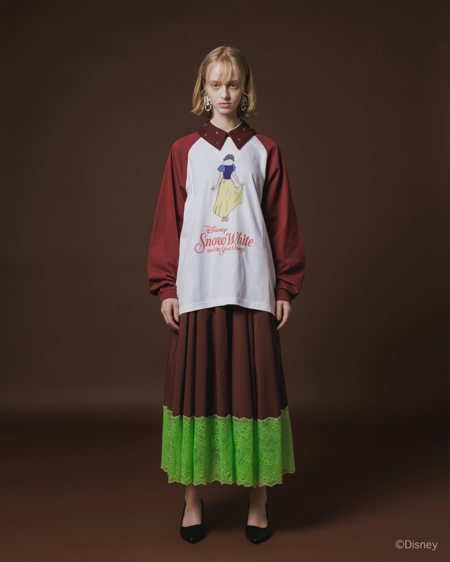 LACE RIBBON SKIRT (WINE)