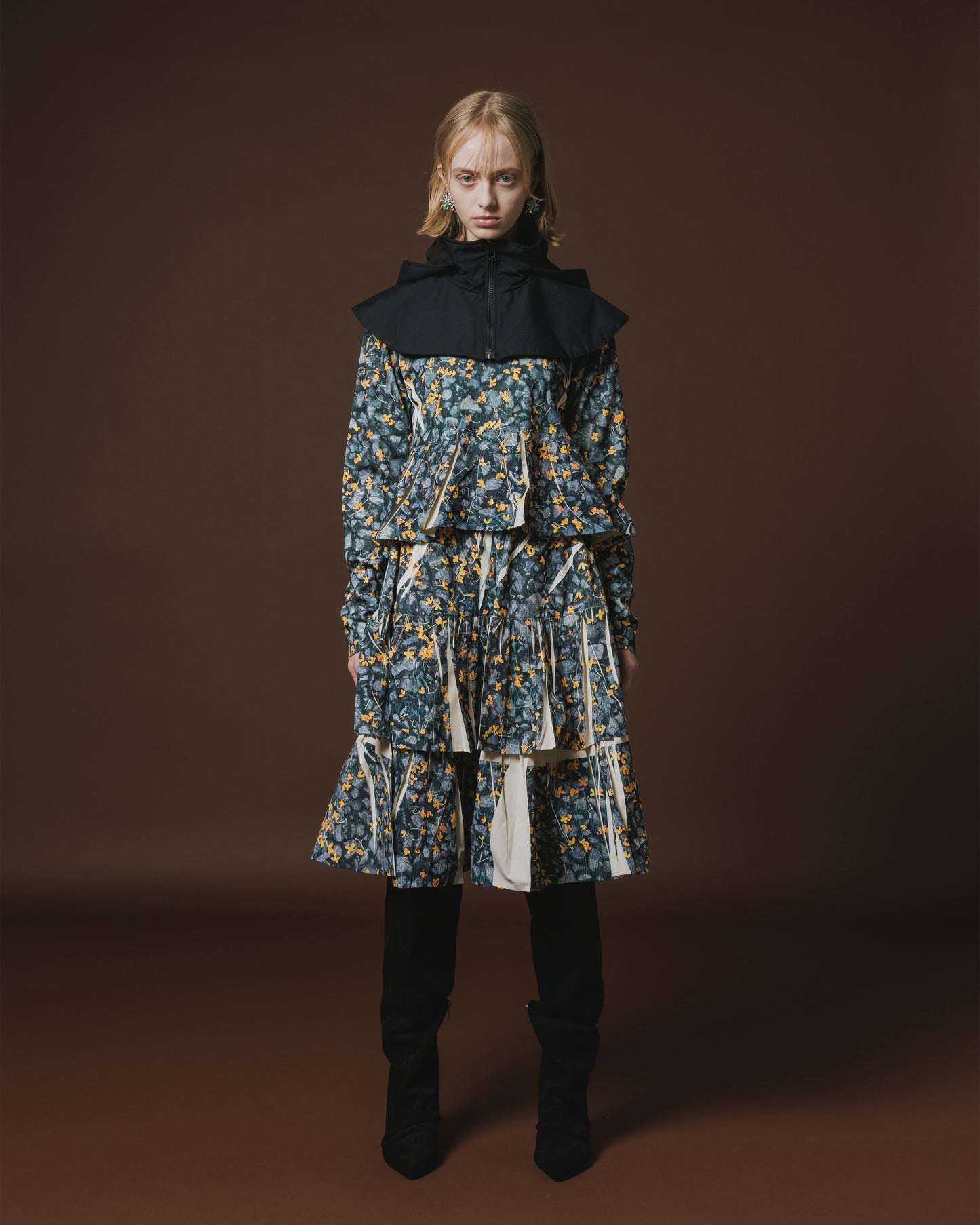 DIRECT PRINT RIB GATHER SKIRT (PETAL)