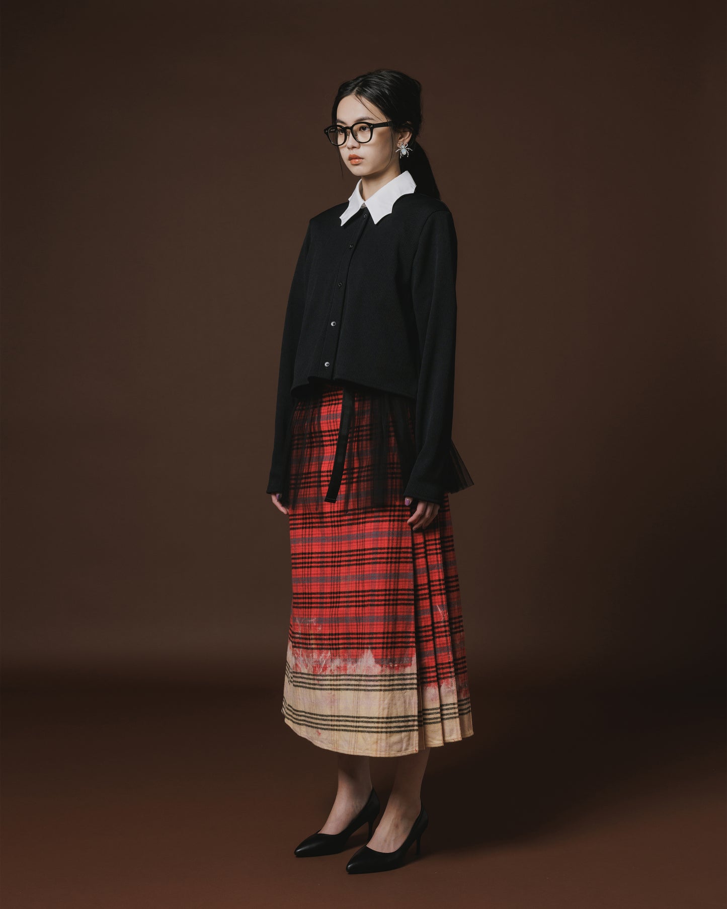 RIB COMPACT CARDIGAN (BLACK)