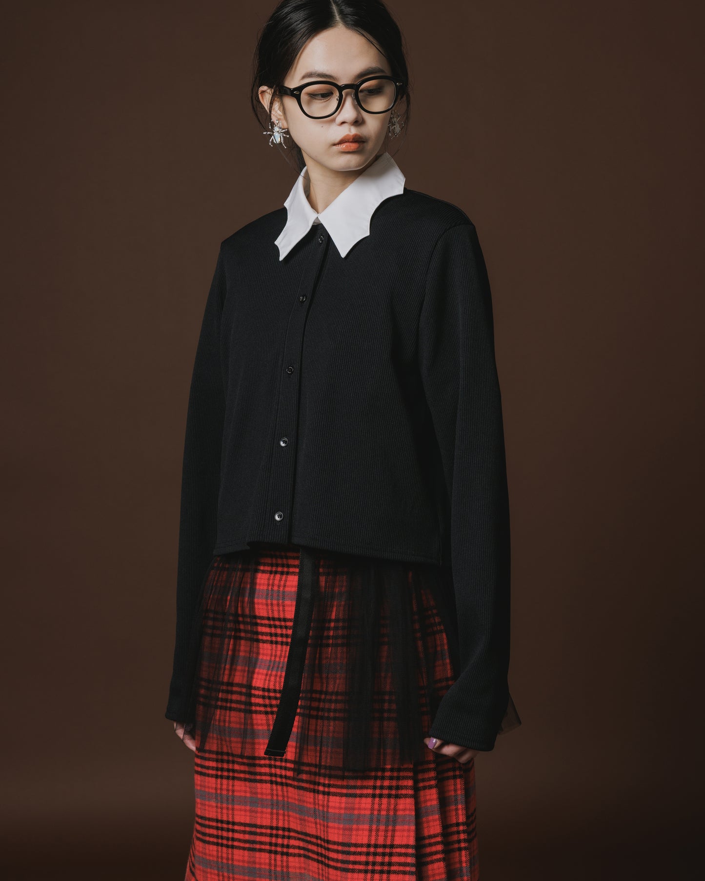 RIB COMPACT CARDIGAN (BLACK)