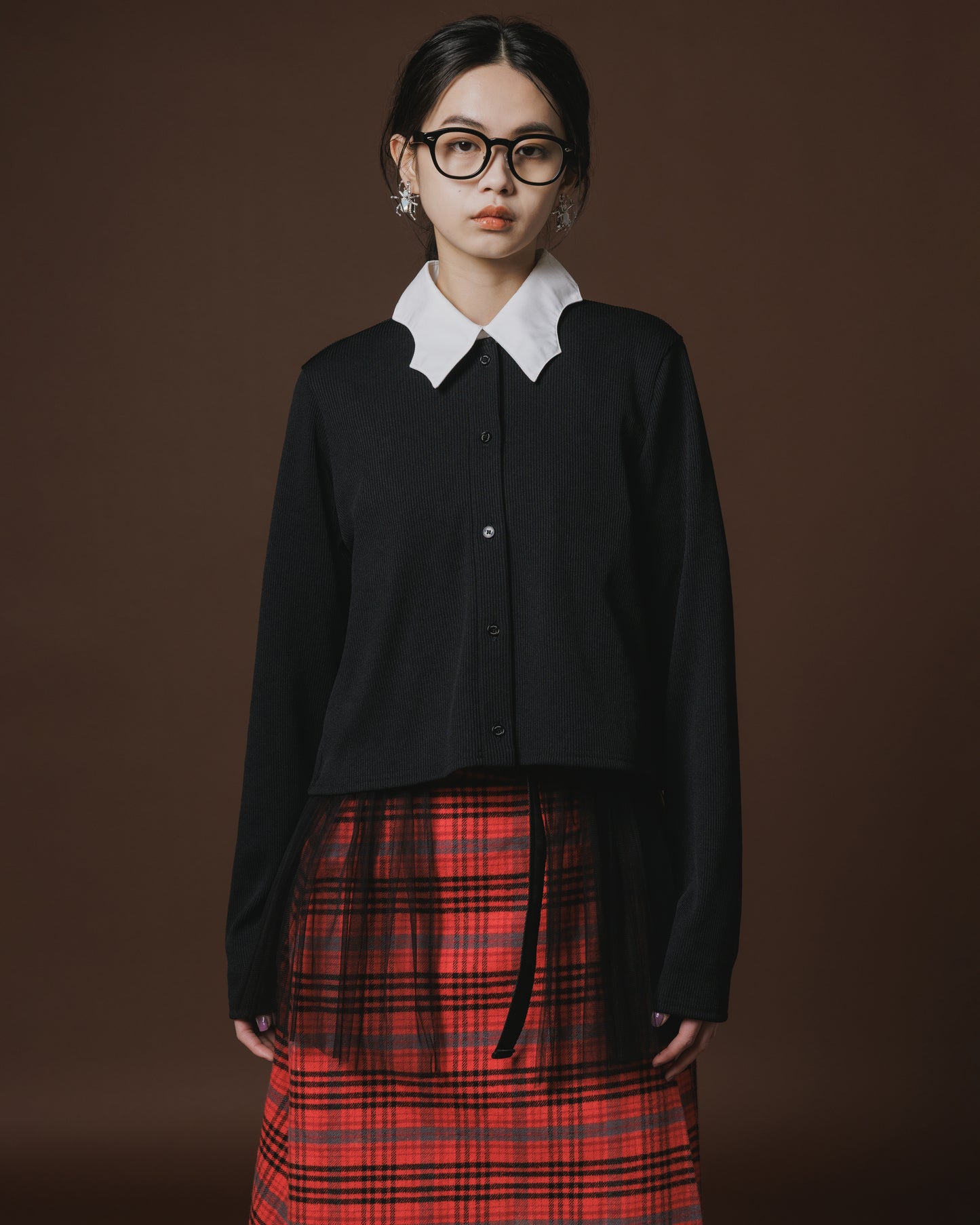 RIB COMPACT CARDIGAN (BLACK)
