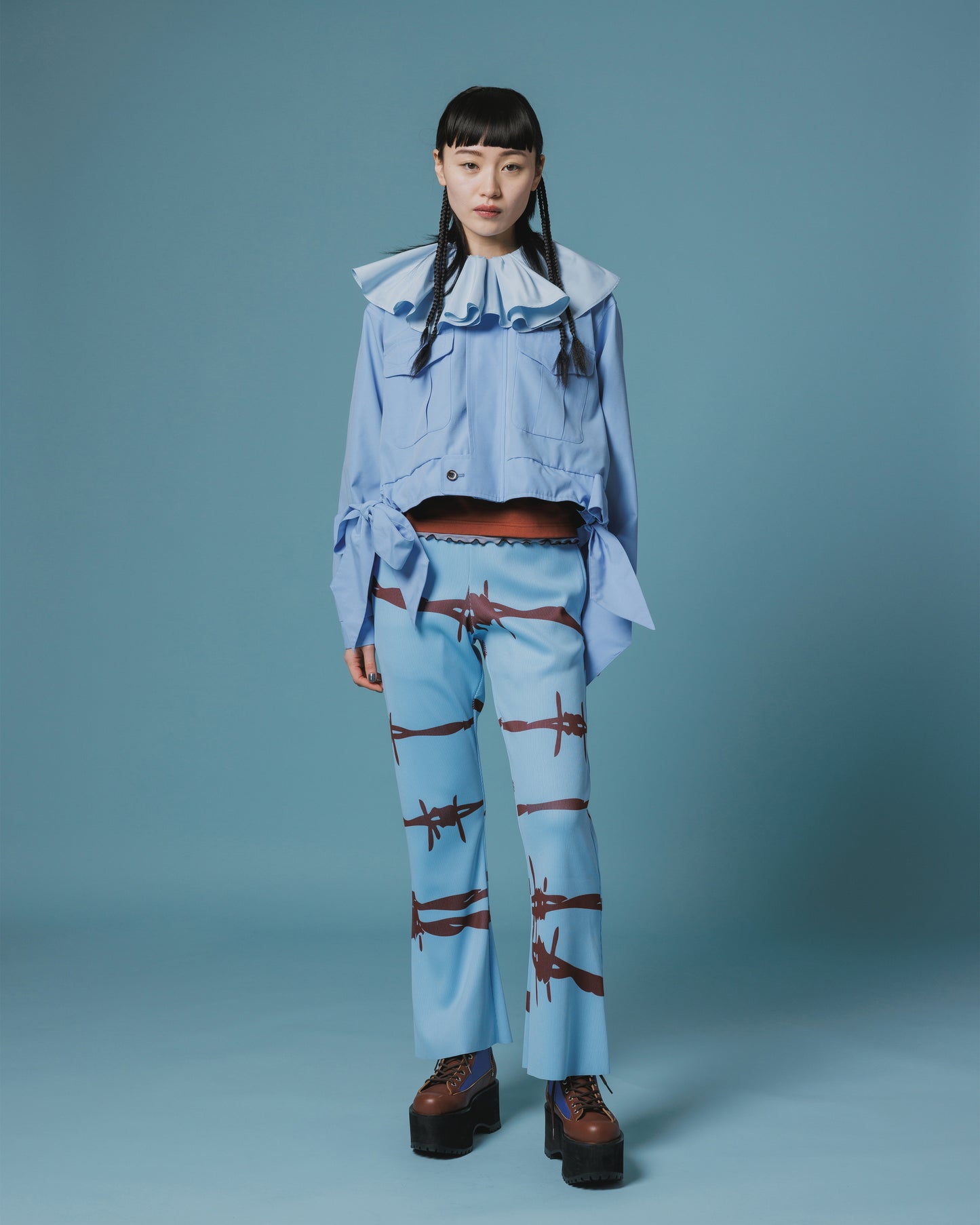 RIB FLARE PANTS (L.BLUE)