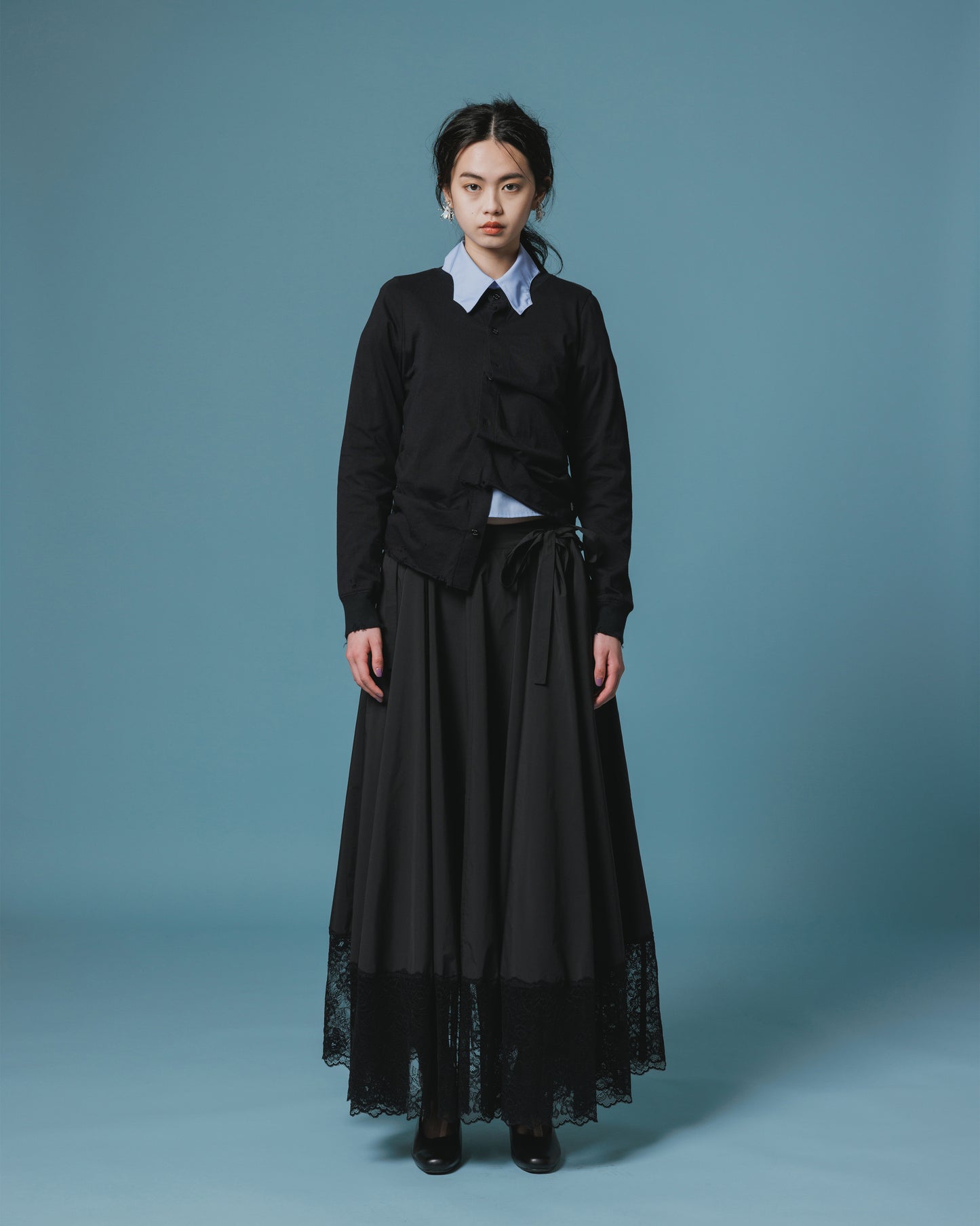 LACE RIBBON SKIRT (BLACK)