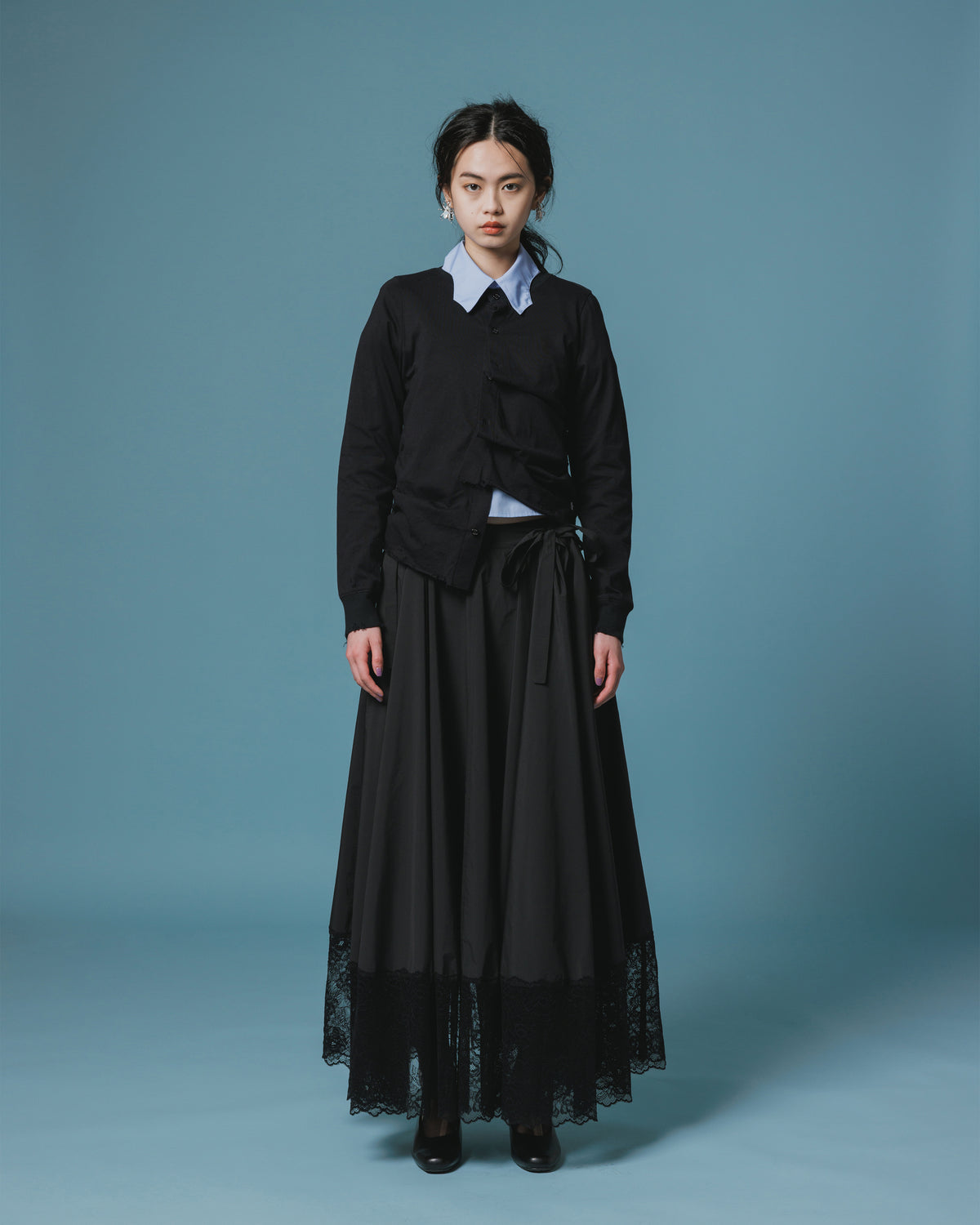CRASH GATHER CARDIGAN (BLACK)