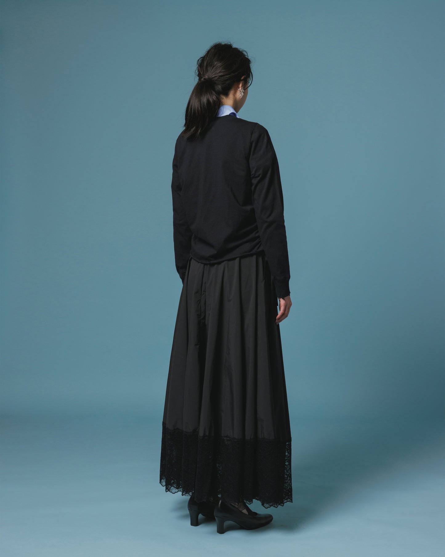 LACE RIBBON SKIRT (BLACK)