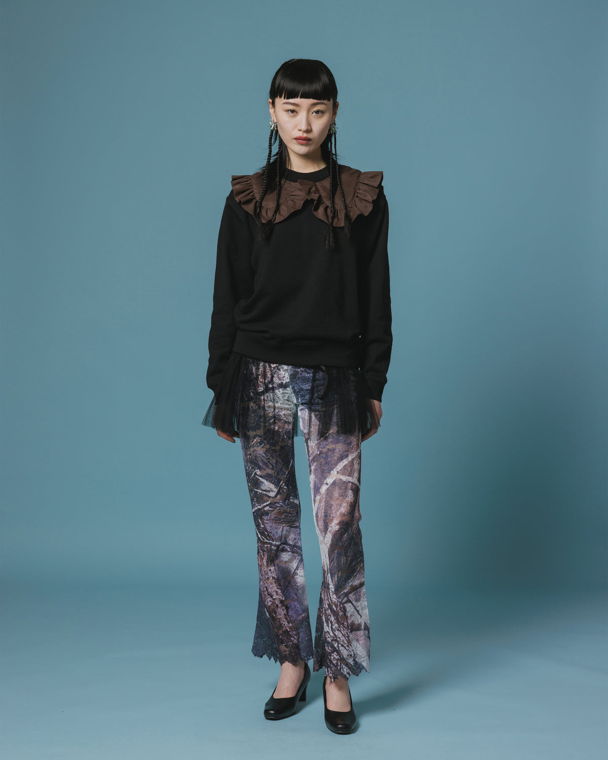 LACE DIRECT PRINT FLARE PANTS (CAMO)