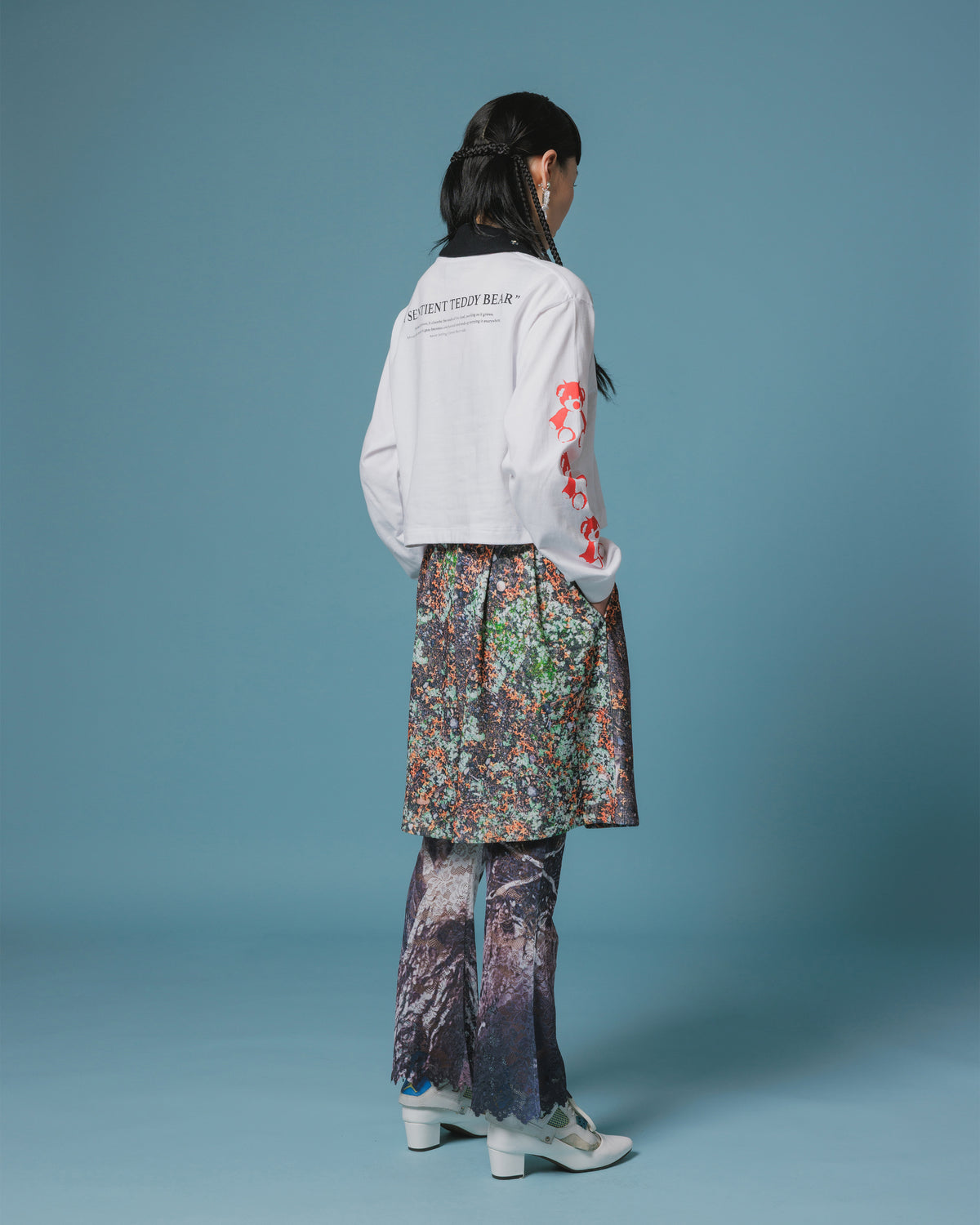 PRINT RIB WIDE SHORTS (RUST)