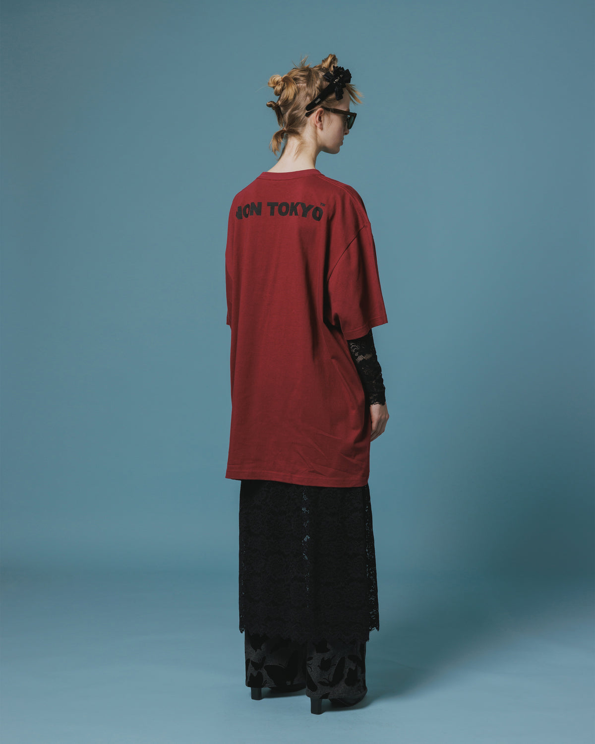 PRINT H/S BIG T-SHIRT / SCULL CHERRY  (WINE)