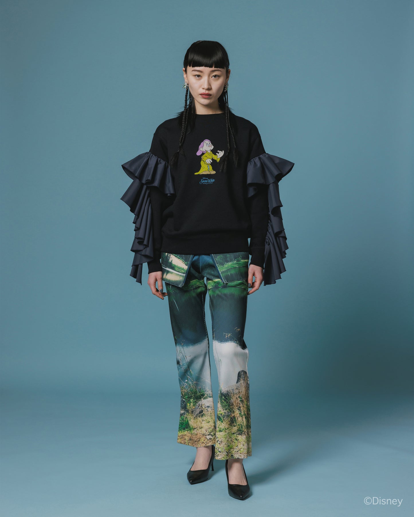 RIB FLARE PANTS (LAKE)