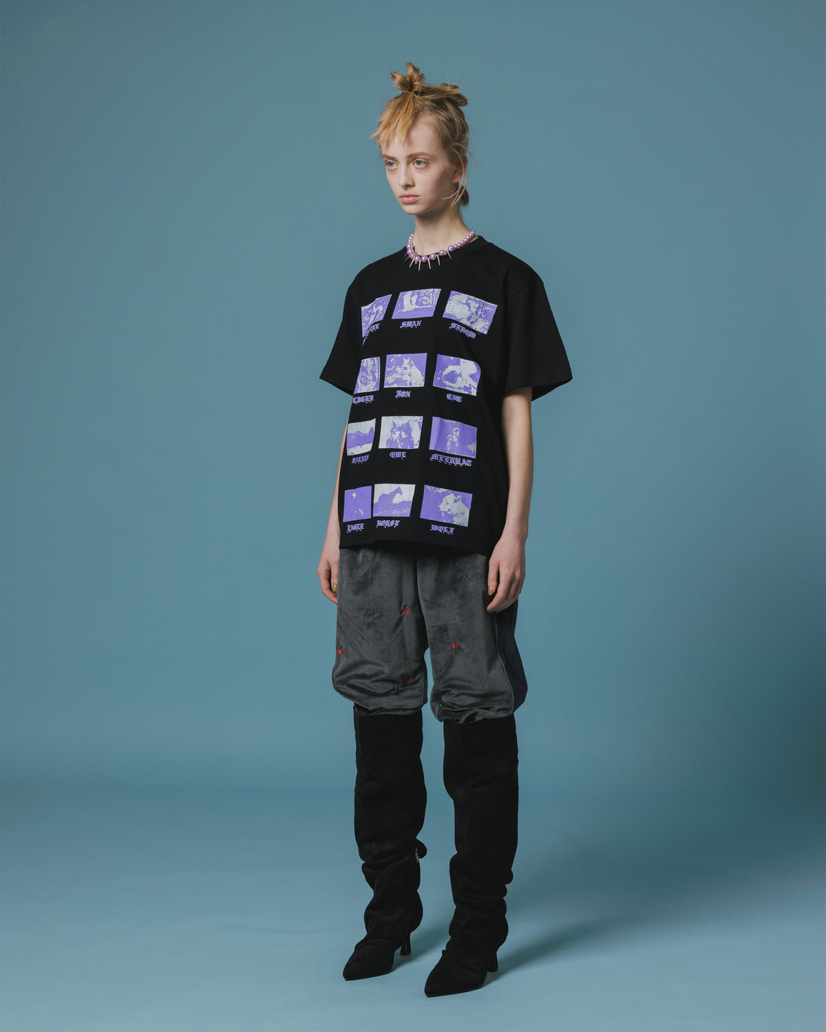 PRINT H/S T-SHIRT / ANIMAL  (BLACK)