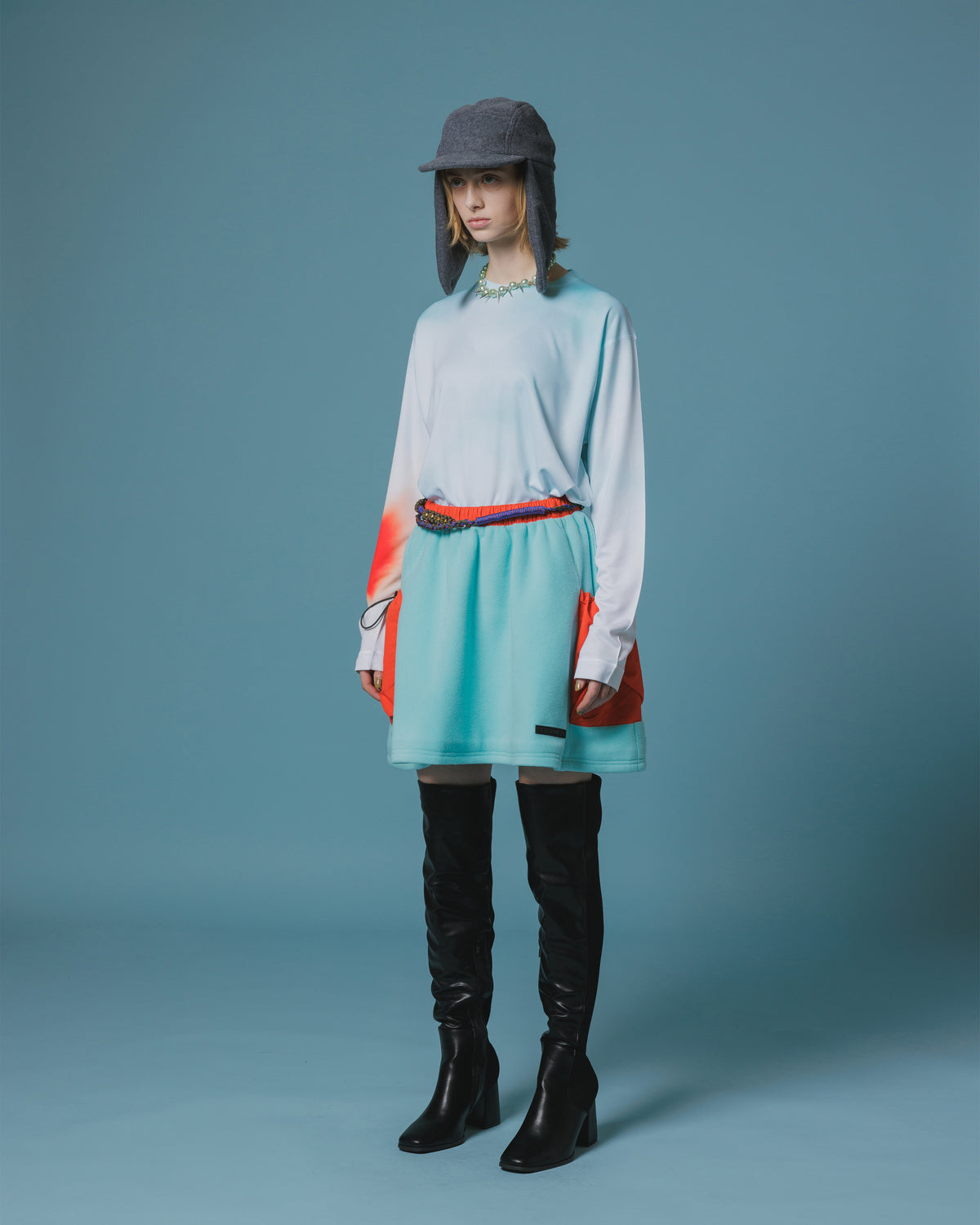 FLEECE MINI CARGO SKIRT (M.GREEN)