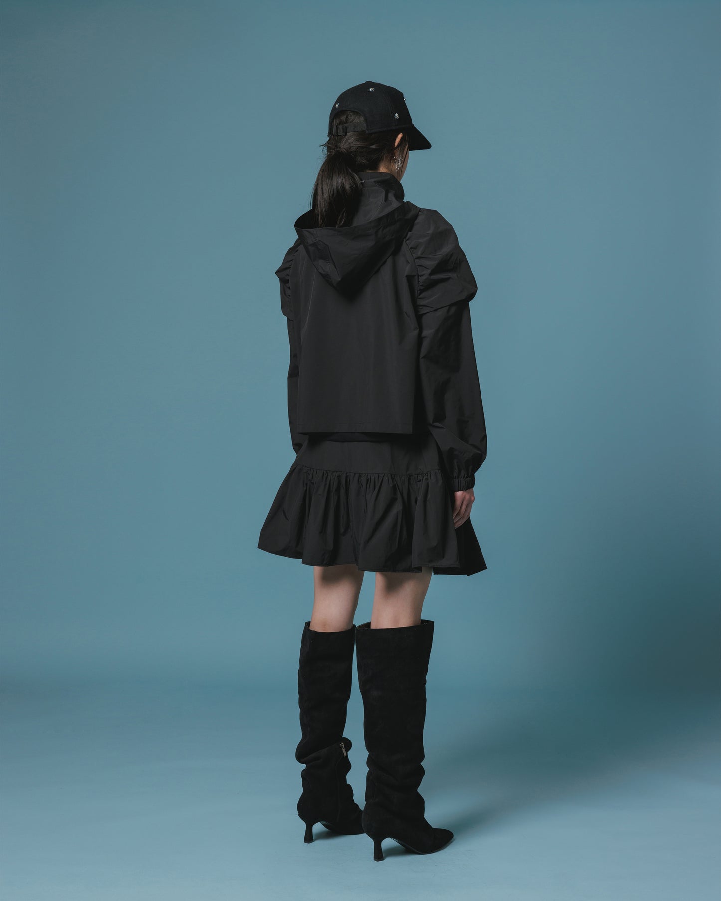 2WAY GATHER SHOULDER BLOUSON (BLACK)