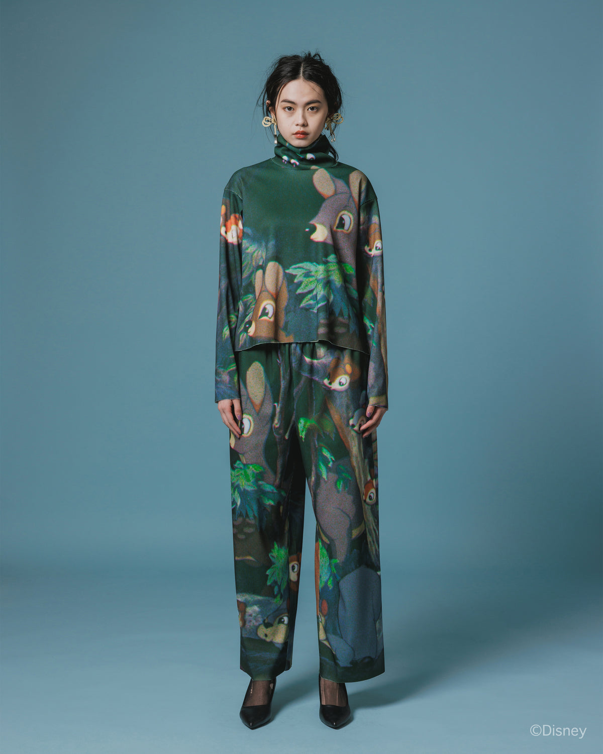 【Disney collection】PRINT RIB WIDE PANTS / SNOW WHITE