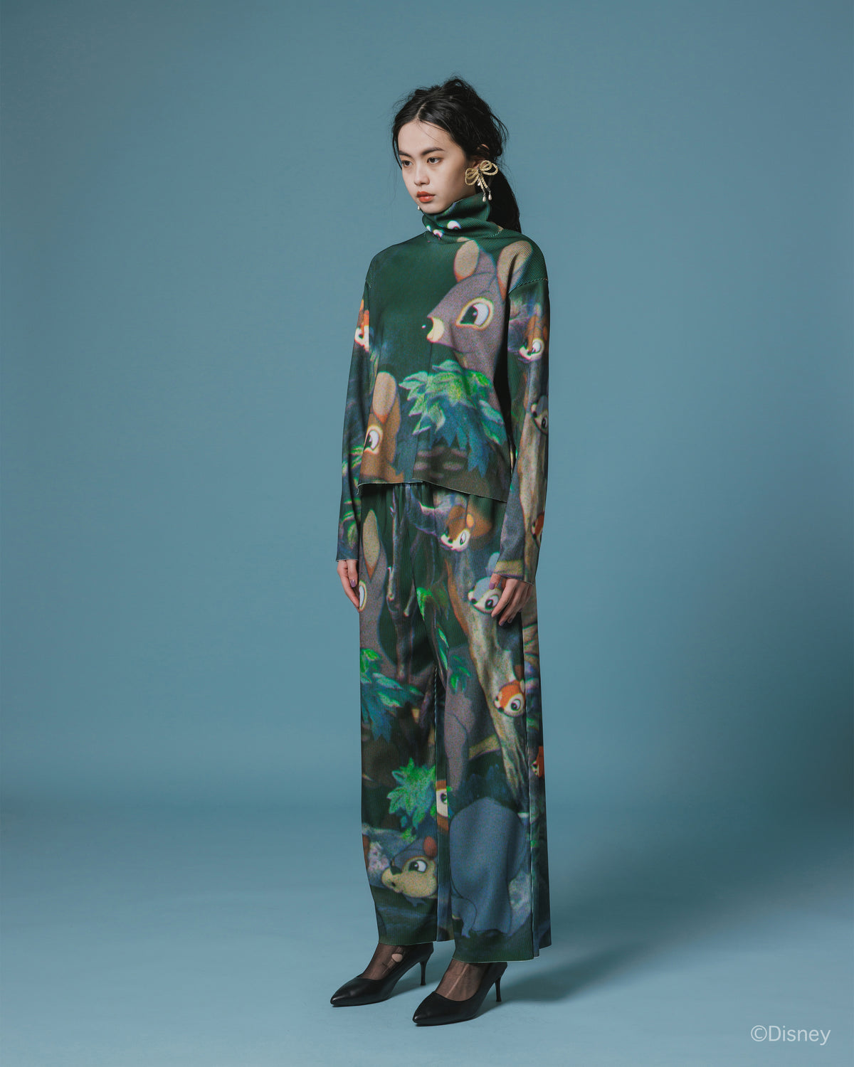 【Disney collection】PRINT RIB WIDE PANTS / SNOW WHITE