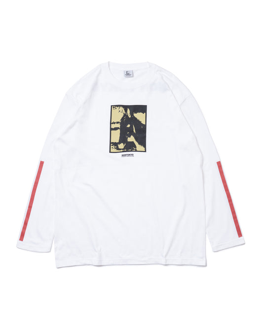 PRINT L/S T-SHIRT (HORSE / WHITE)