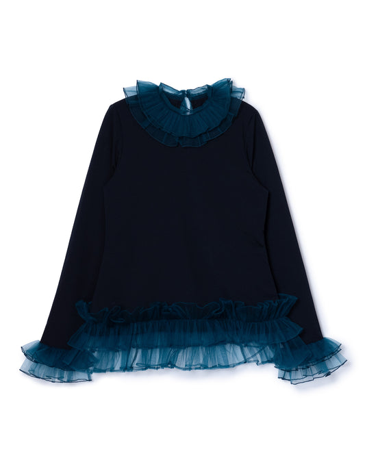 HEM FRILL C/S (BLACK x GREEN)