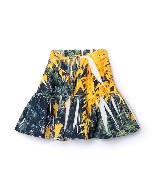 DIRECT PRINT RIB GATHER MINI SKIRT (YELLOW WOOD)