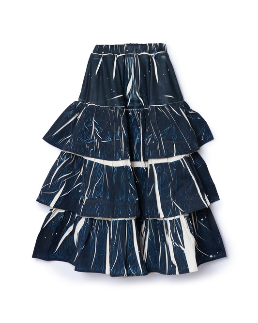 DIRECT PRINT RIB GATHER LONG SKIRT (STARRY SKY)