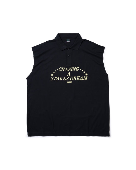NO SLEEVE BIG POLO-SHIRT (BLACK)